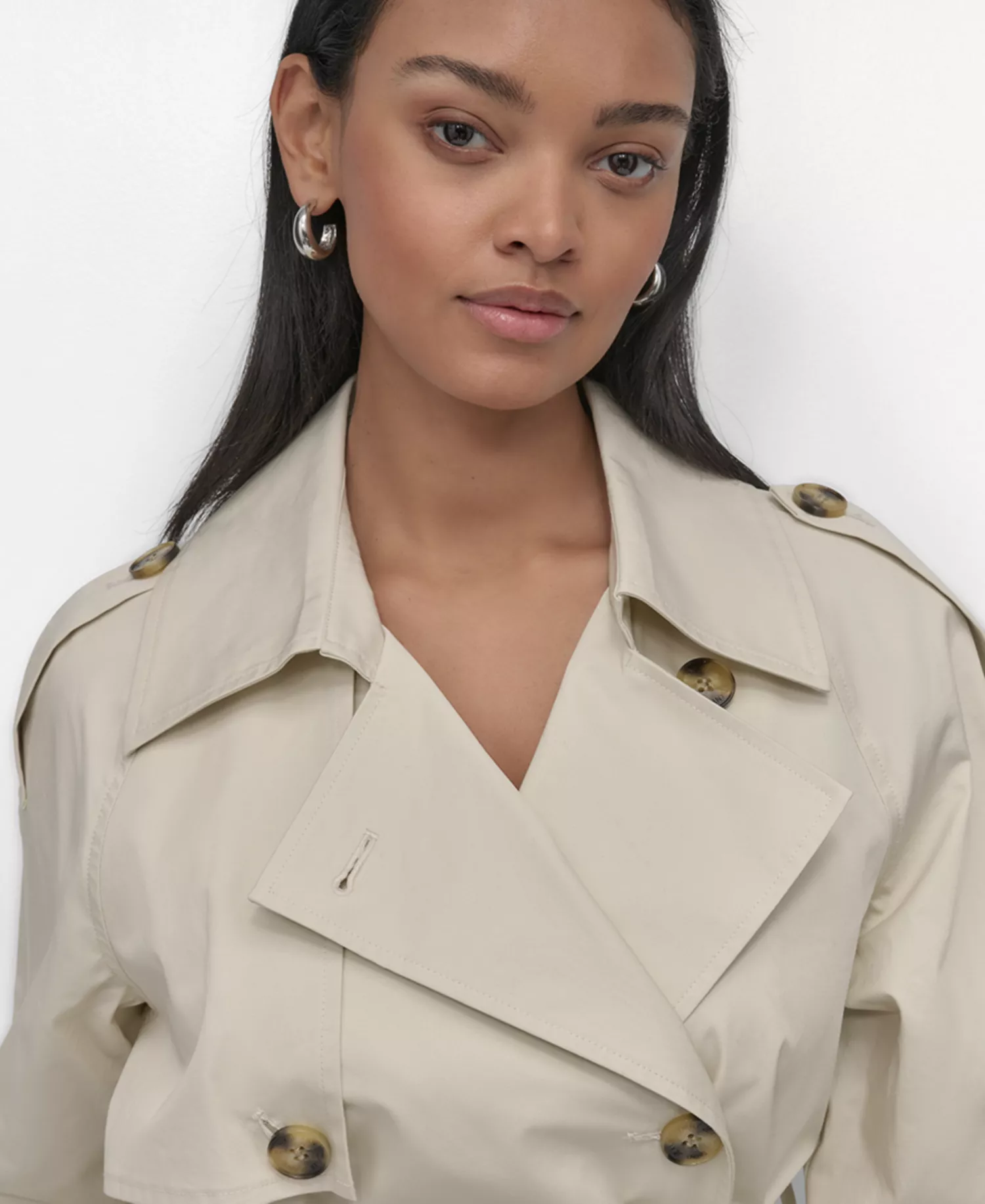 Women's Raglan Sleeve Double Breasted Trench Coat - Light City Khaki - L