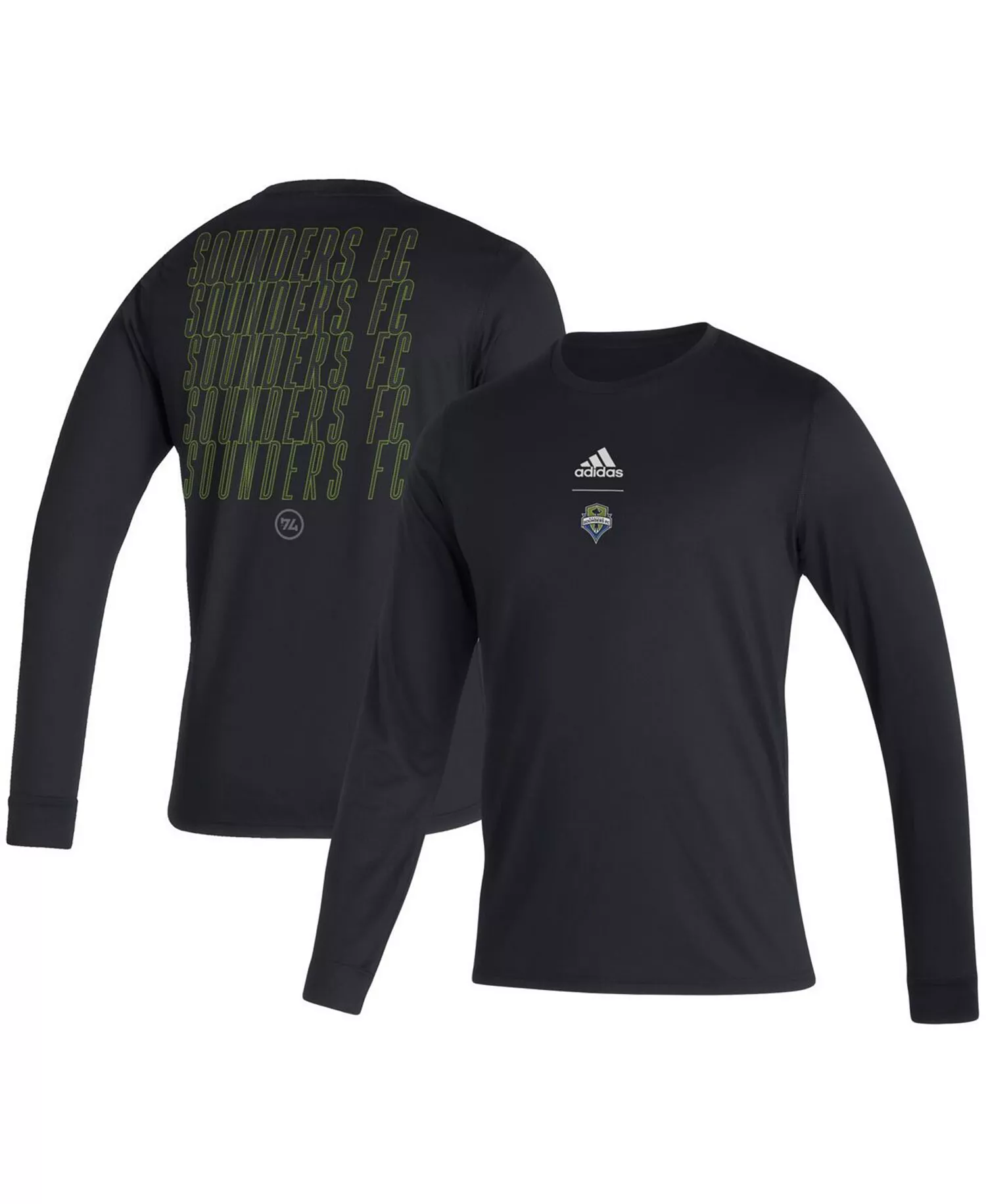 Men's Black Seattle Sounders FC Club Long Sleeve T-shirt - Black - 2XL