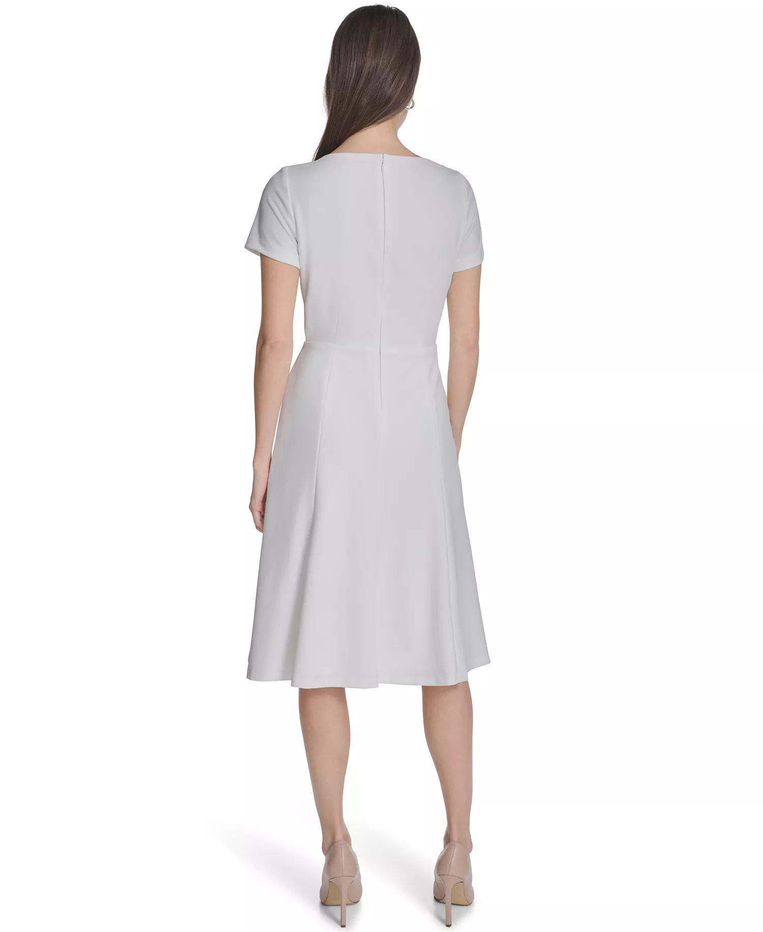 Women's Twist Neck Midi Dress - Cream - 10