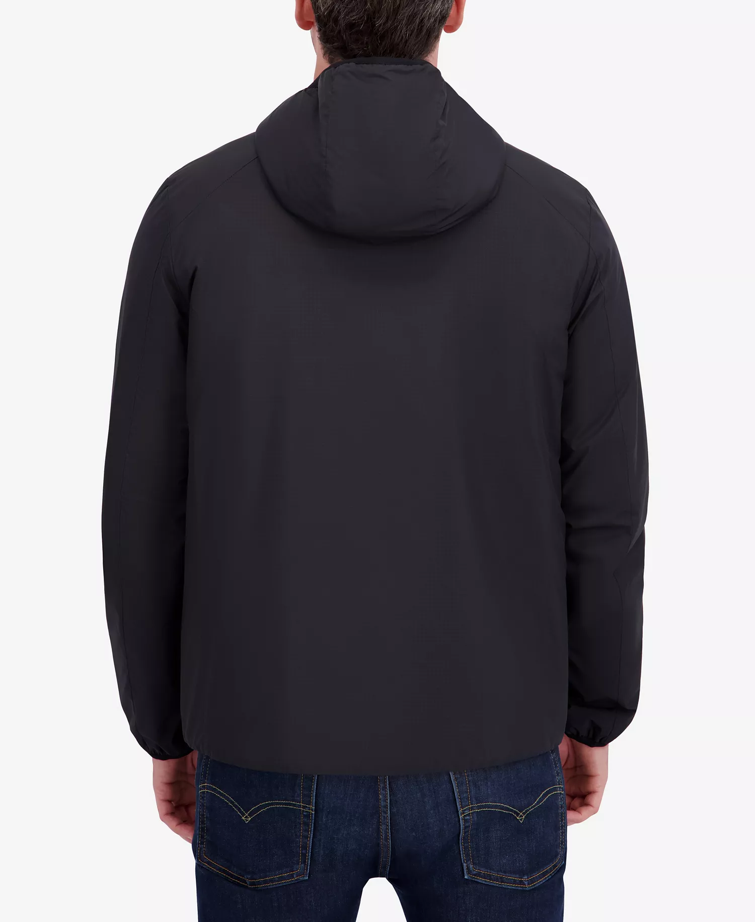 Men's Hooded Transitional Zip Front Jacket - Black - 2XL