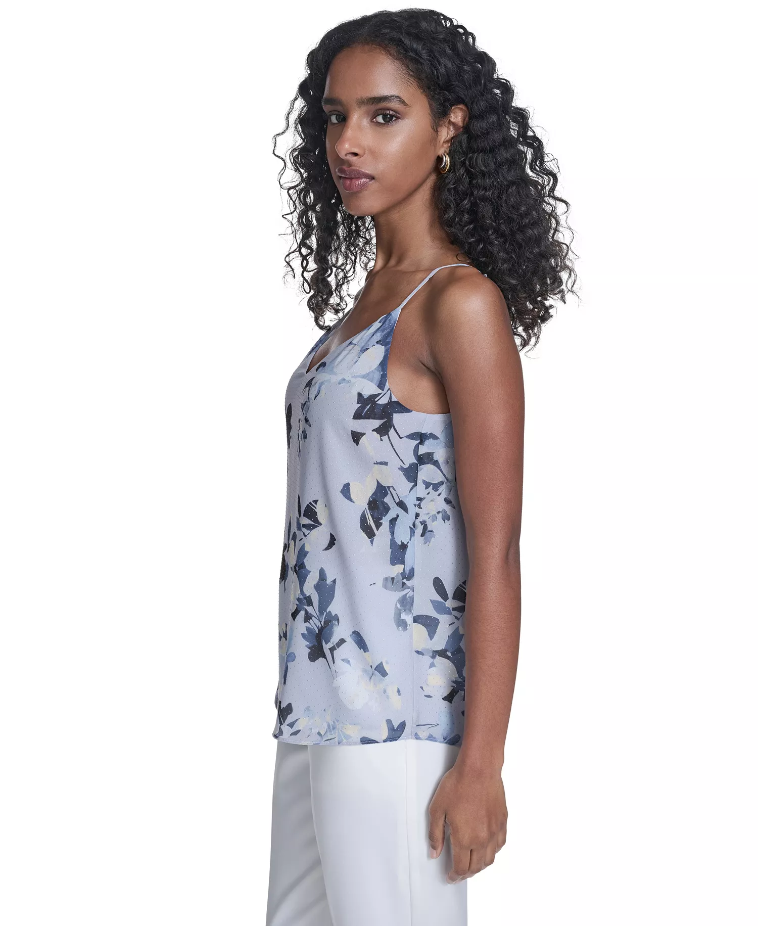 Women's Printed Metallic Dot Camisole Top - Mist/double Cream Multi - L