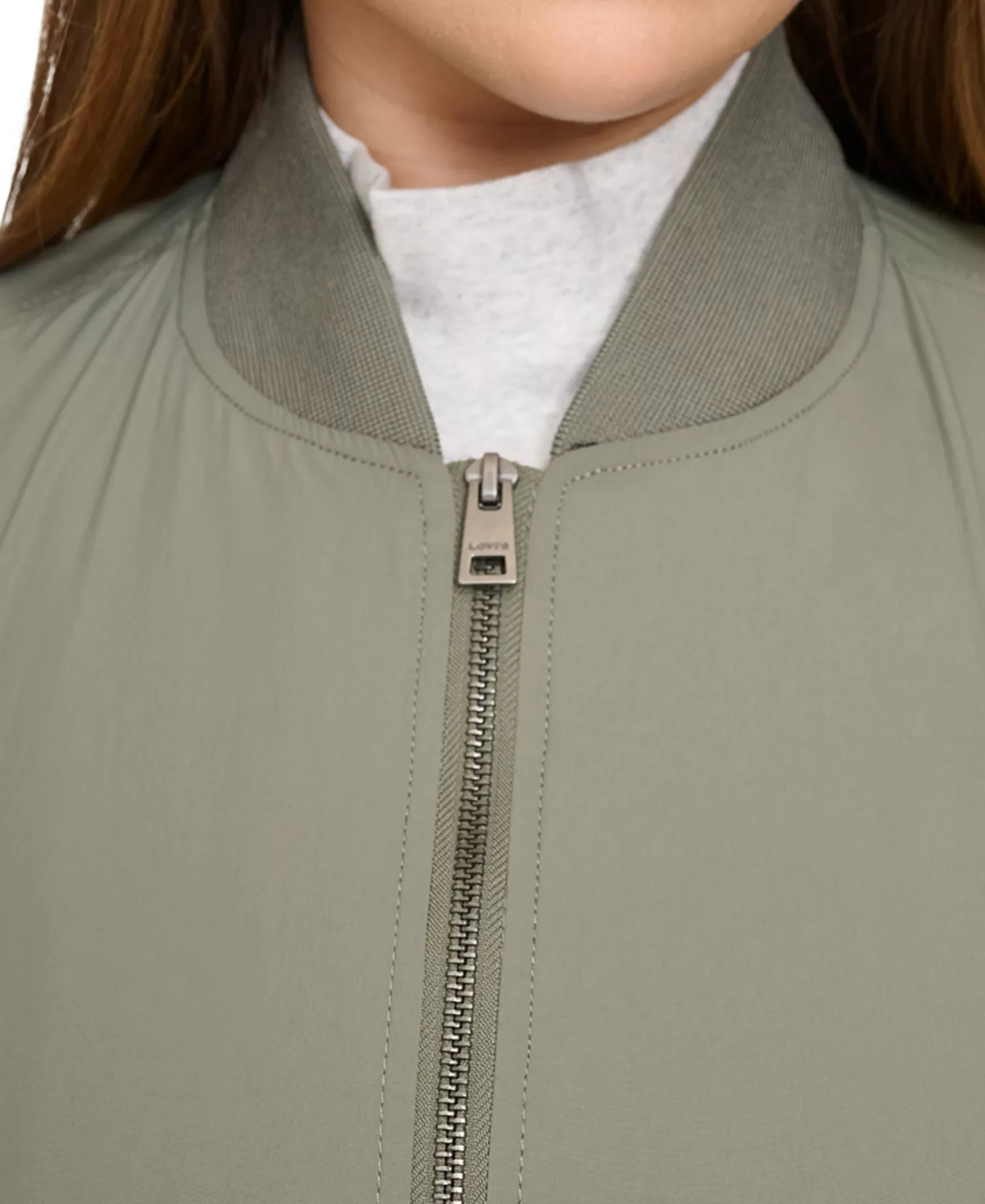 Trendy Plus Size Lightweight Zip-Front Bomber Jacket - Sage - 1X