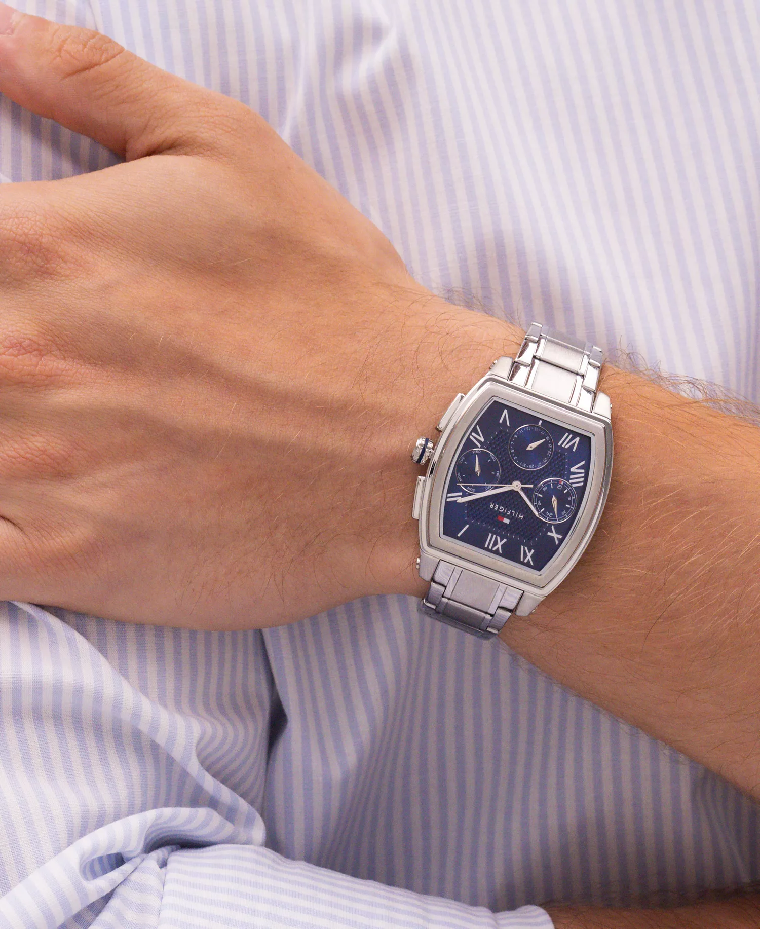 Men's Multifunction Silver Tone Stainless Steel Bracelet Watch, 36mm - Silver - NO SIZE