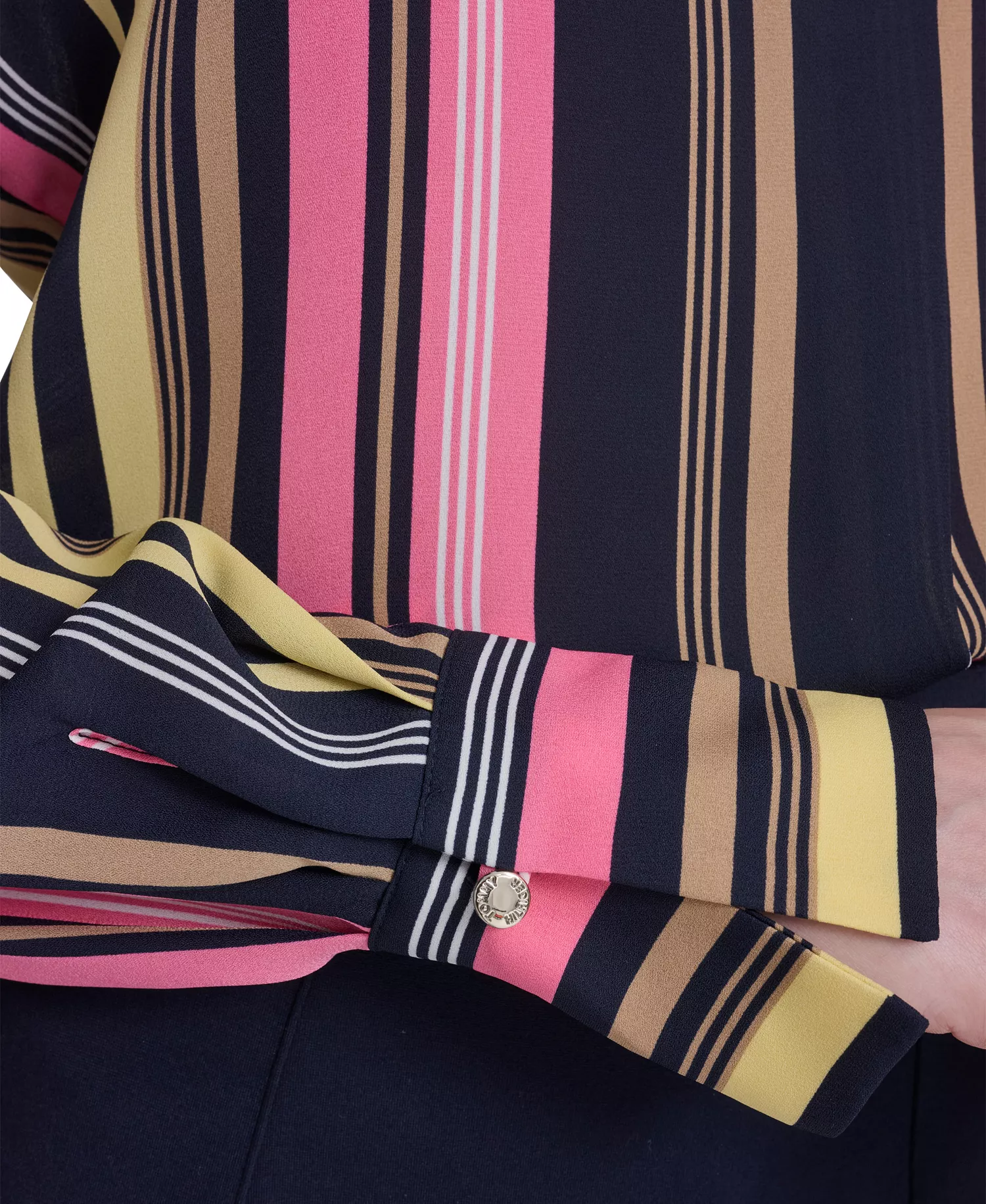 Women's Stripe Long-Sleeve Popover Top - Midnight/Pink Tulip - L