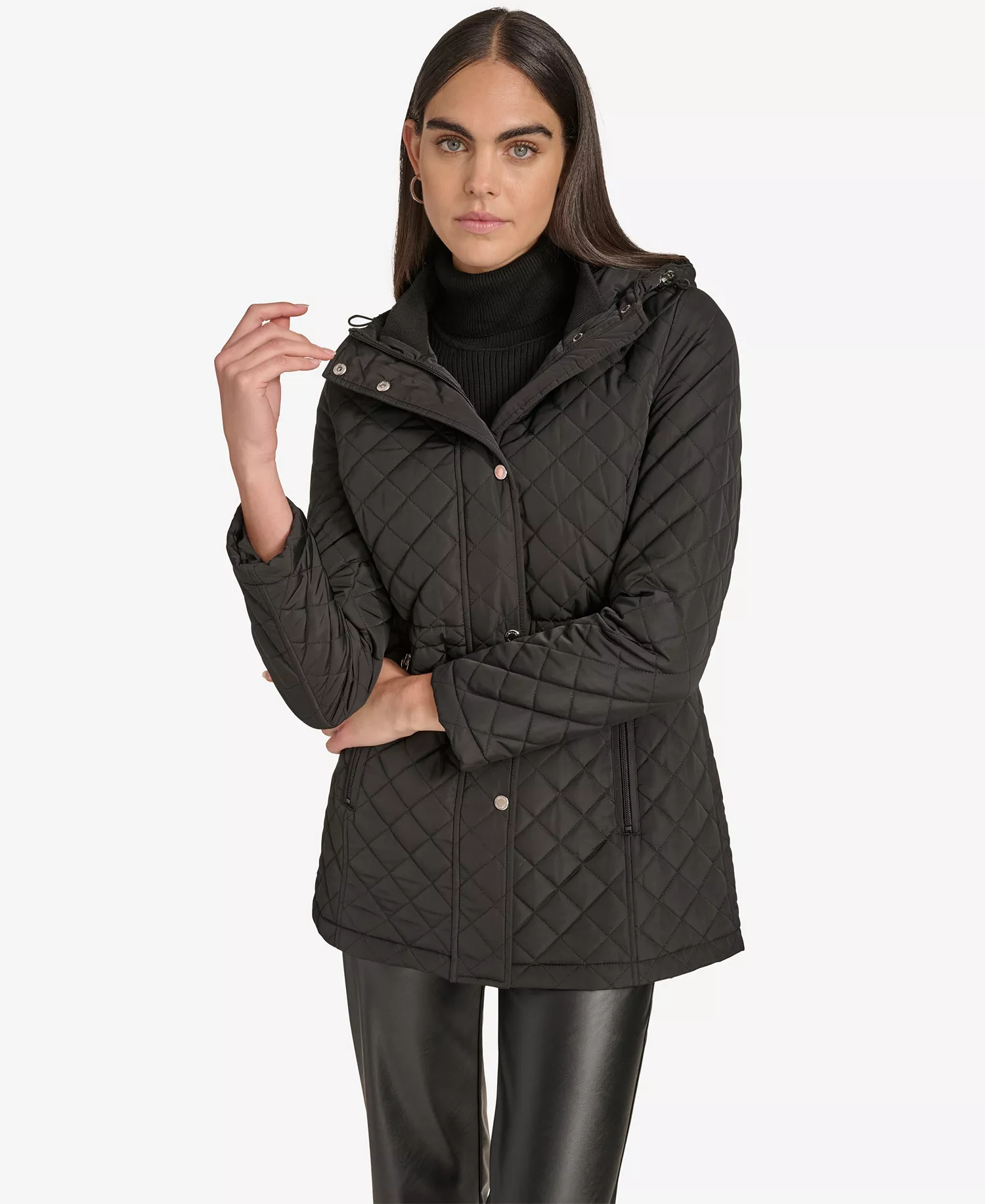 Women's Anorak Quilted Jacket - Black - L