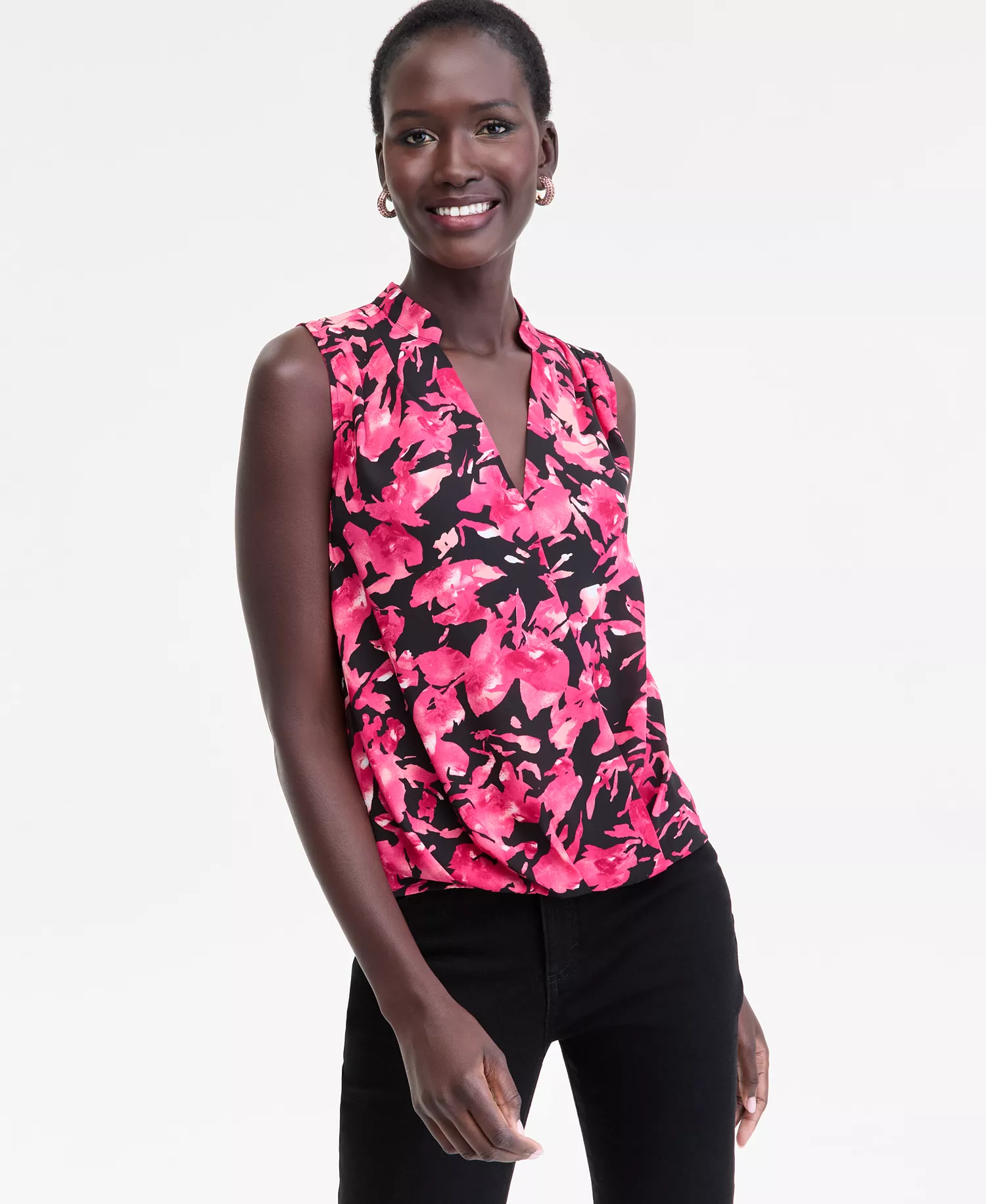 Women's Printed Surplice Tank Top, Macy's Exclusive - Painted Garden - 2XL