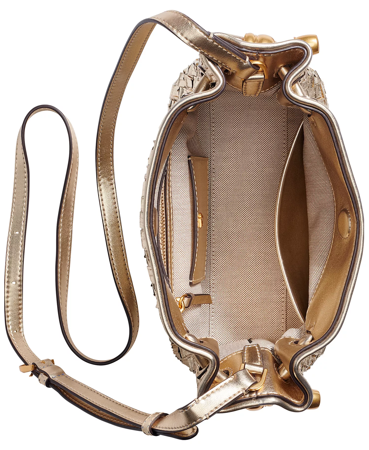 Metallic Woven Small Crossbody Bag - Gold - ONE SIZE