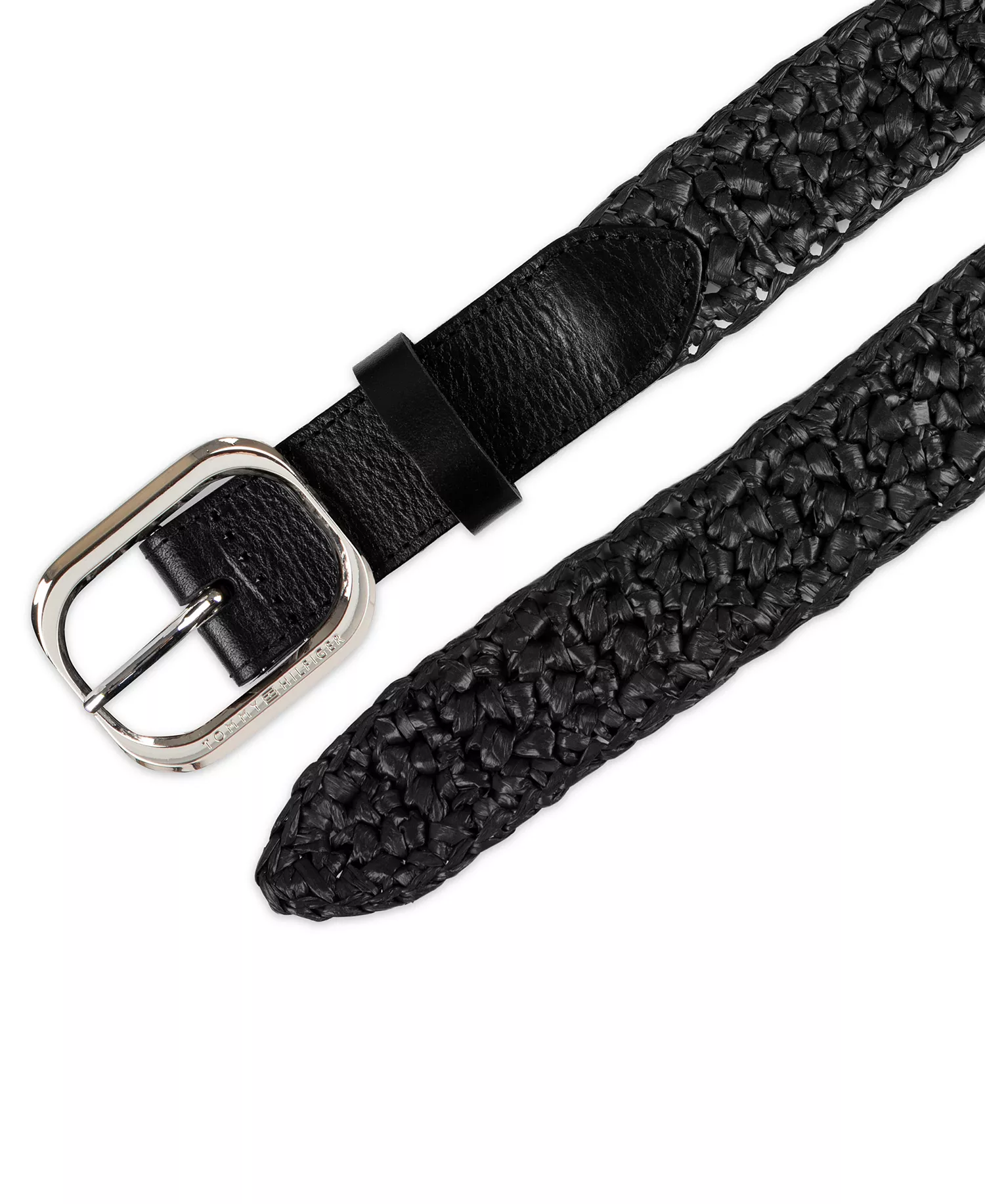 Women's Fully Adjustable Casual Crocheted Belt - Black - L