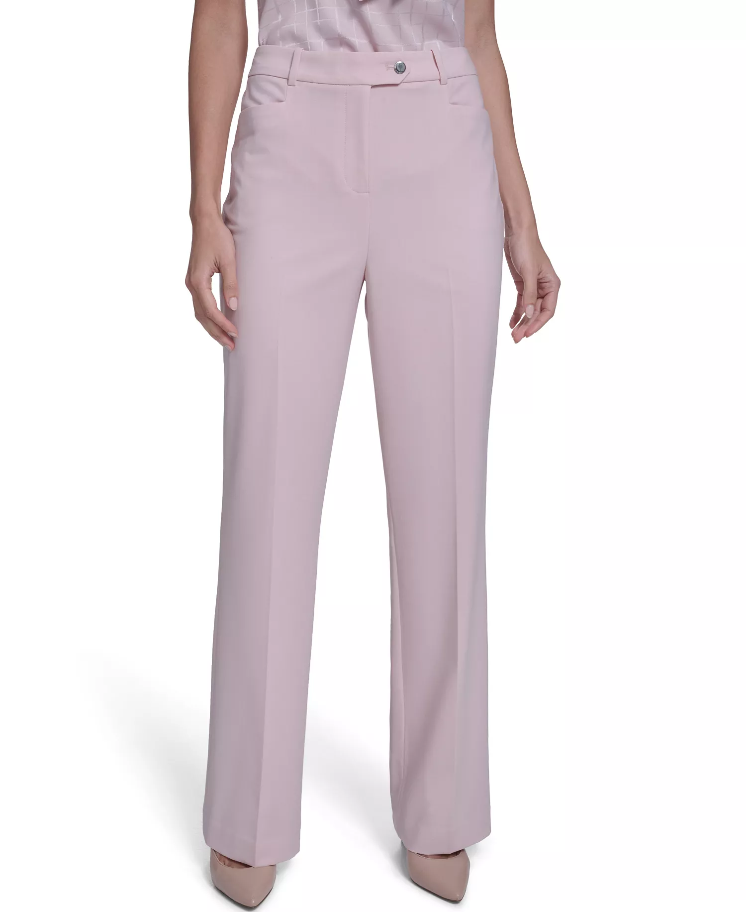 Petite Modern Straight Leg Pants - Latte/Petal Pink - 10P