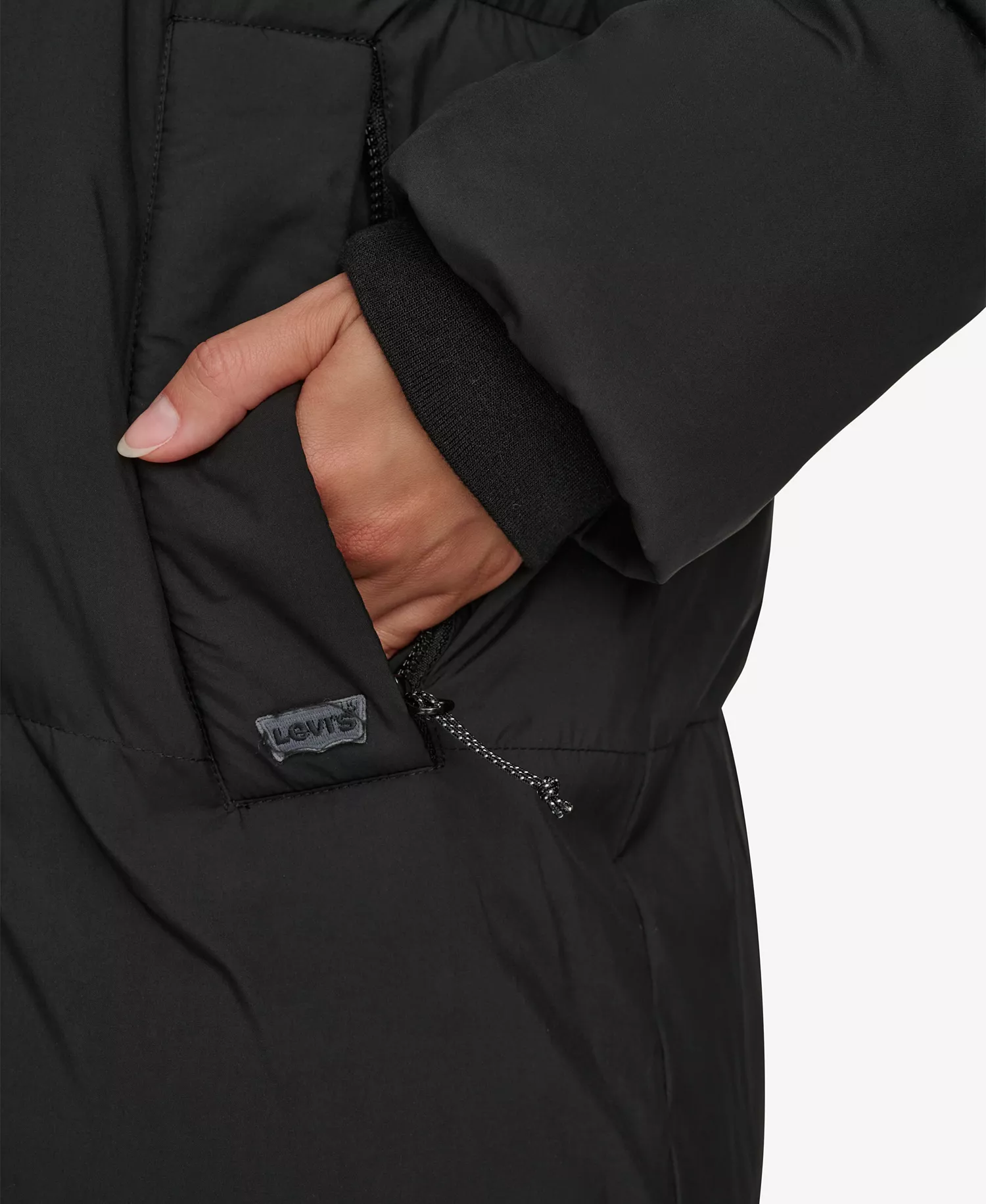 Women's Extra Long Quilted Parka - Black - Large