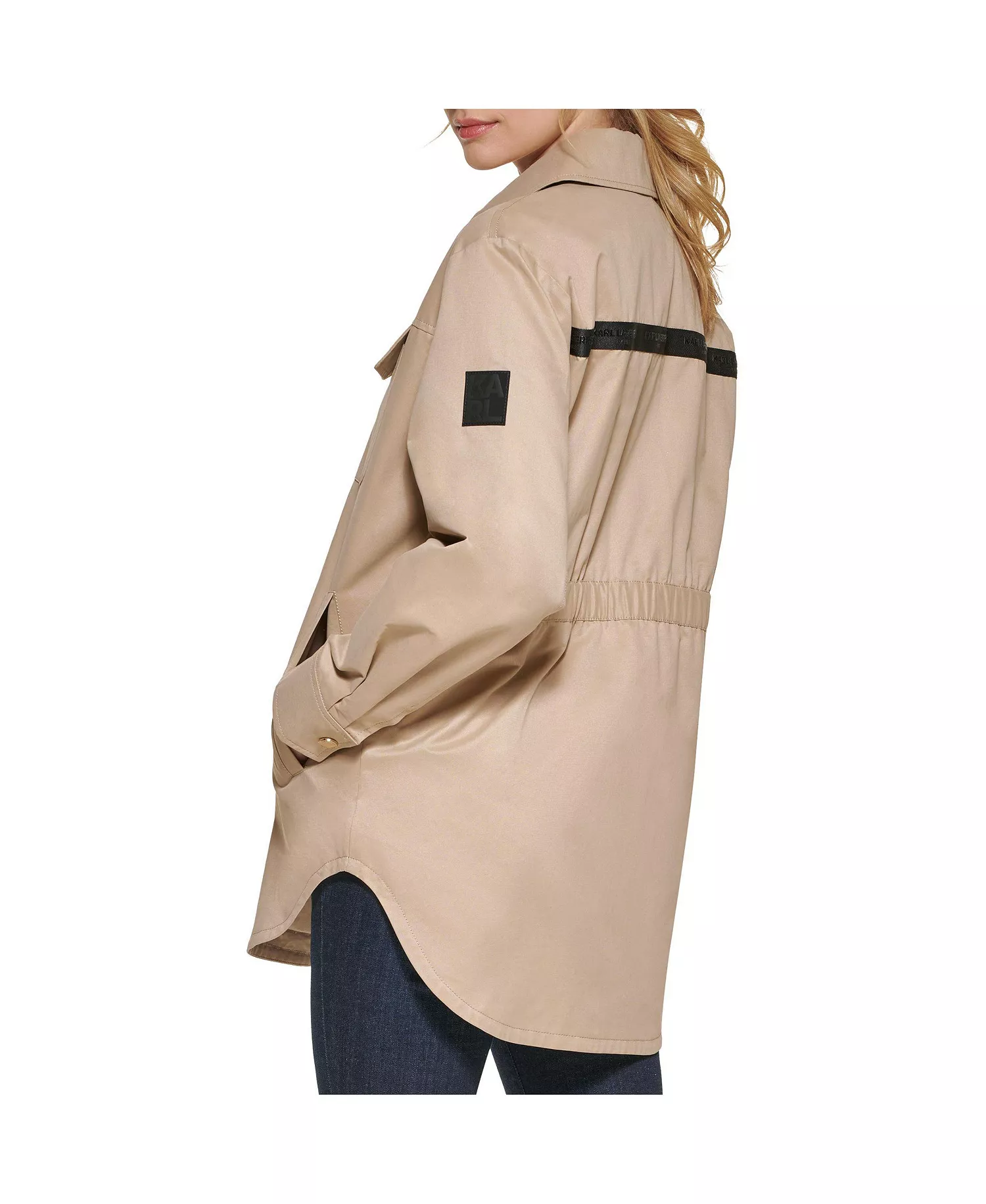 Women's Oversized Shirt Jacket - Khaki - L