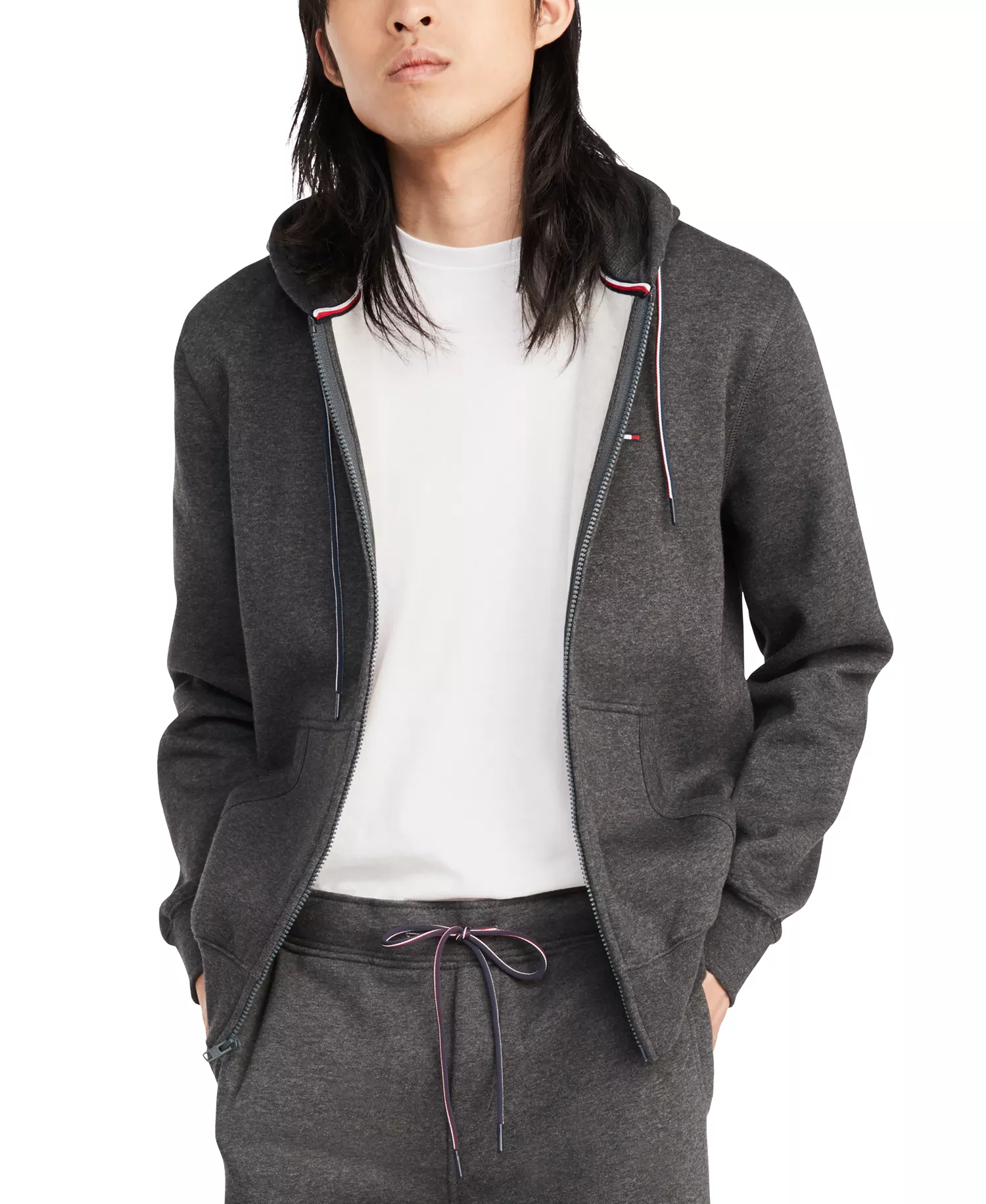 Men's Big & Tall Plains Zip-Up Hoodie - Charcoal Grey - 2XB