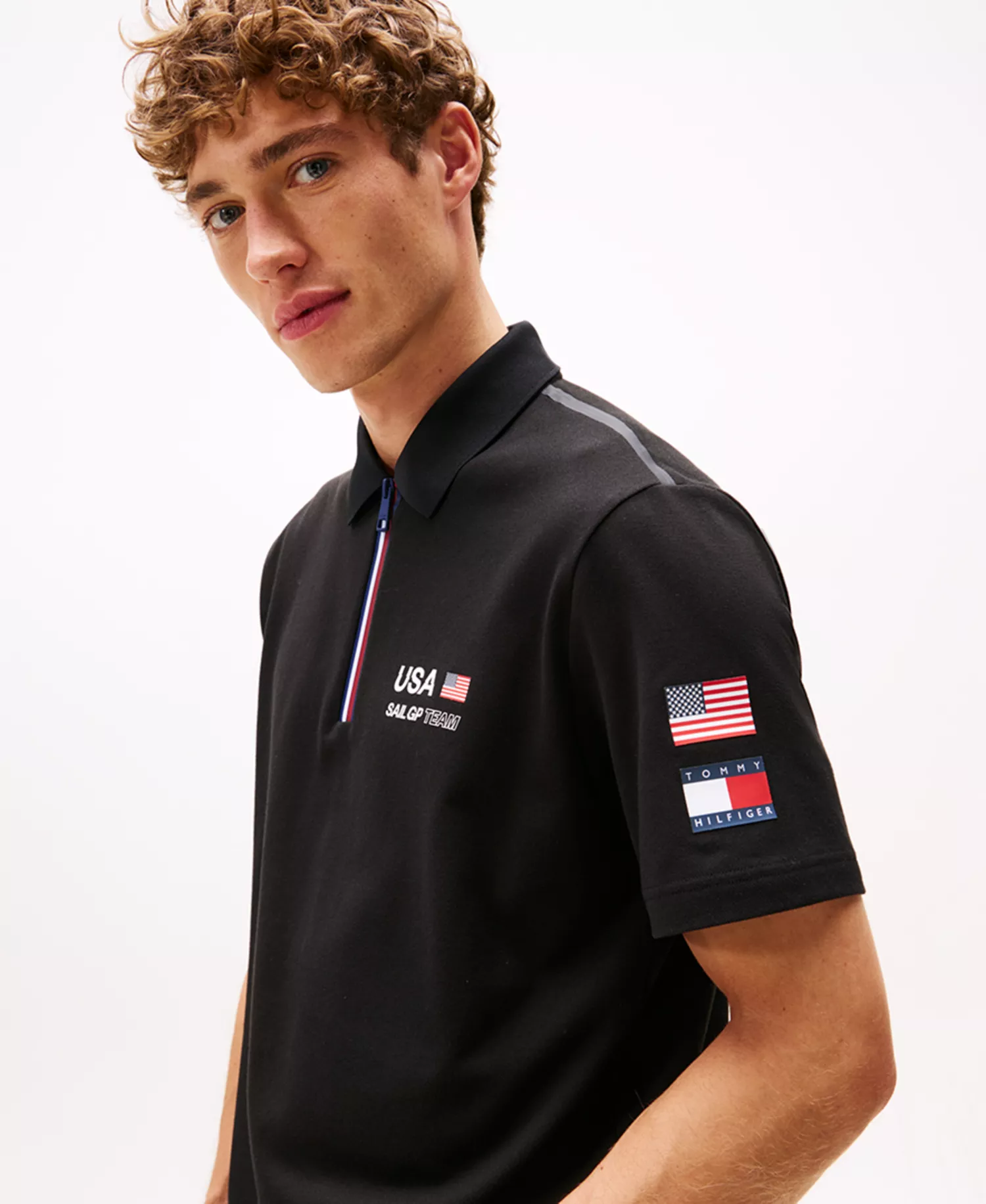 Men's Tommy x U.S. SailGP Team Short Sleeve Tech Polo Shirt - Black - S