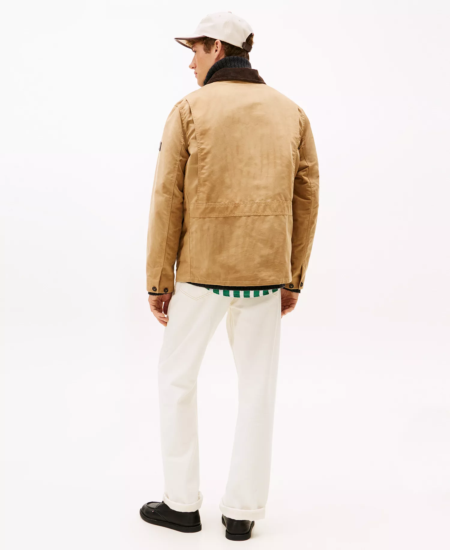 Men's Waxed Point Collar Barn Jacket - Safari Canvas - L