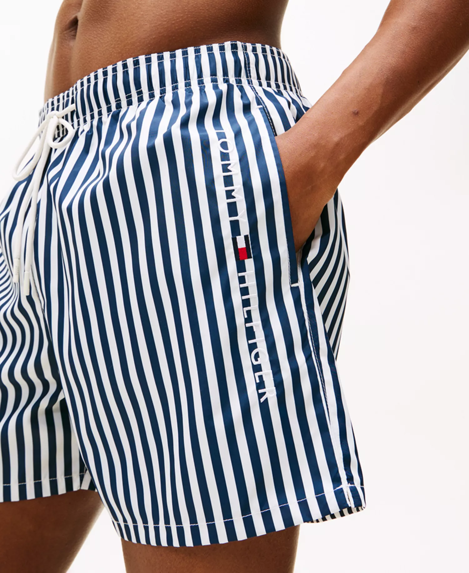 Men's Medium Length Drawstring 5" Swim Trunks - Navy/white - 2XL