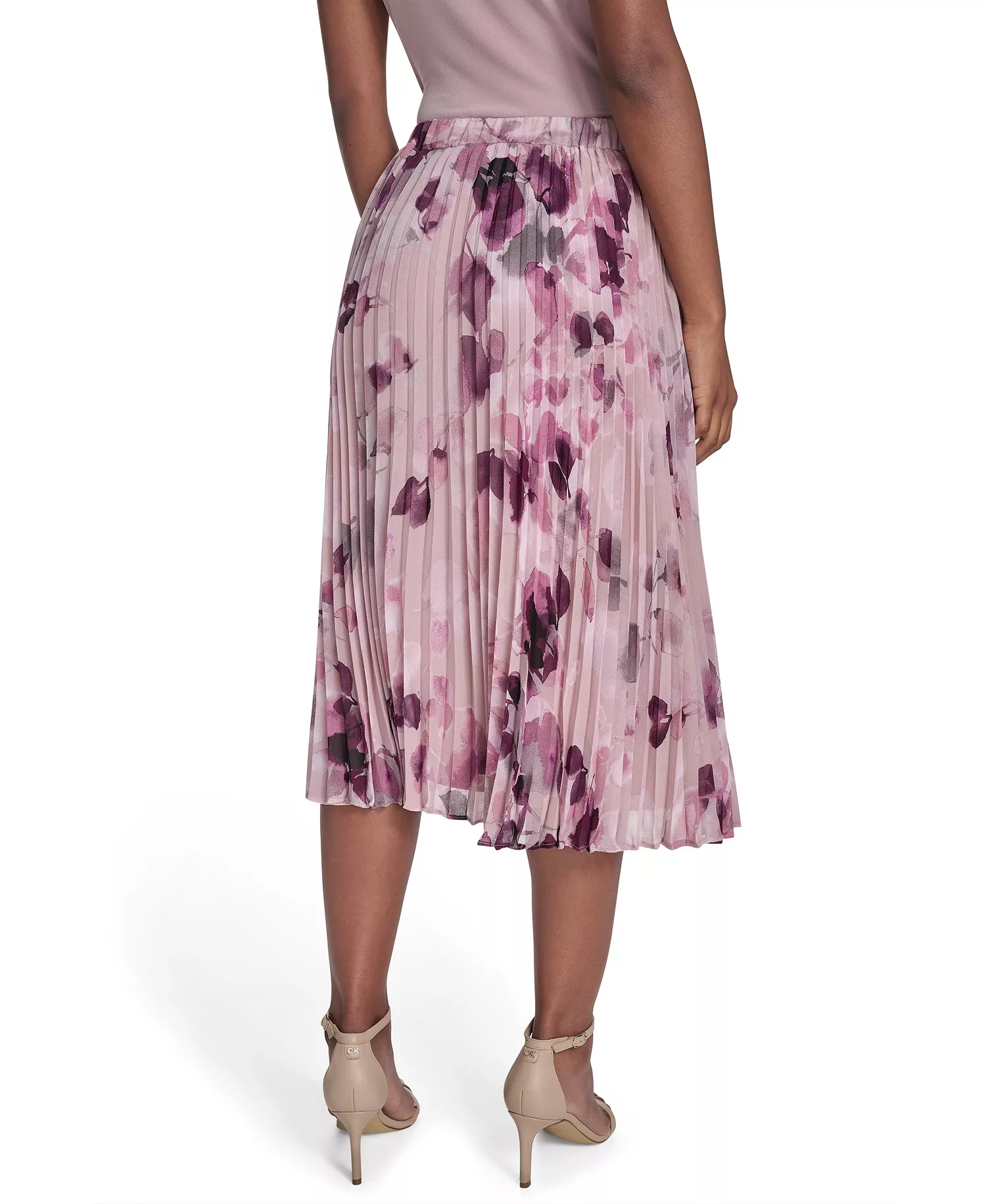 Petite Printed Chiffon Midi Skirt - Pink Thistle Multi - 2P