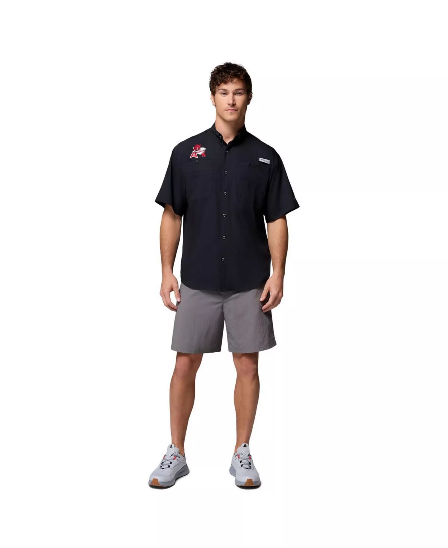 Men's Black Arkansas Razorbacks Tamiami Omni-Shade Button-Down Shirt - Black - L