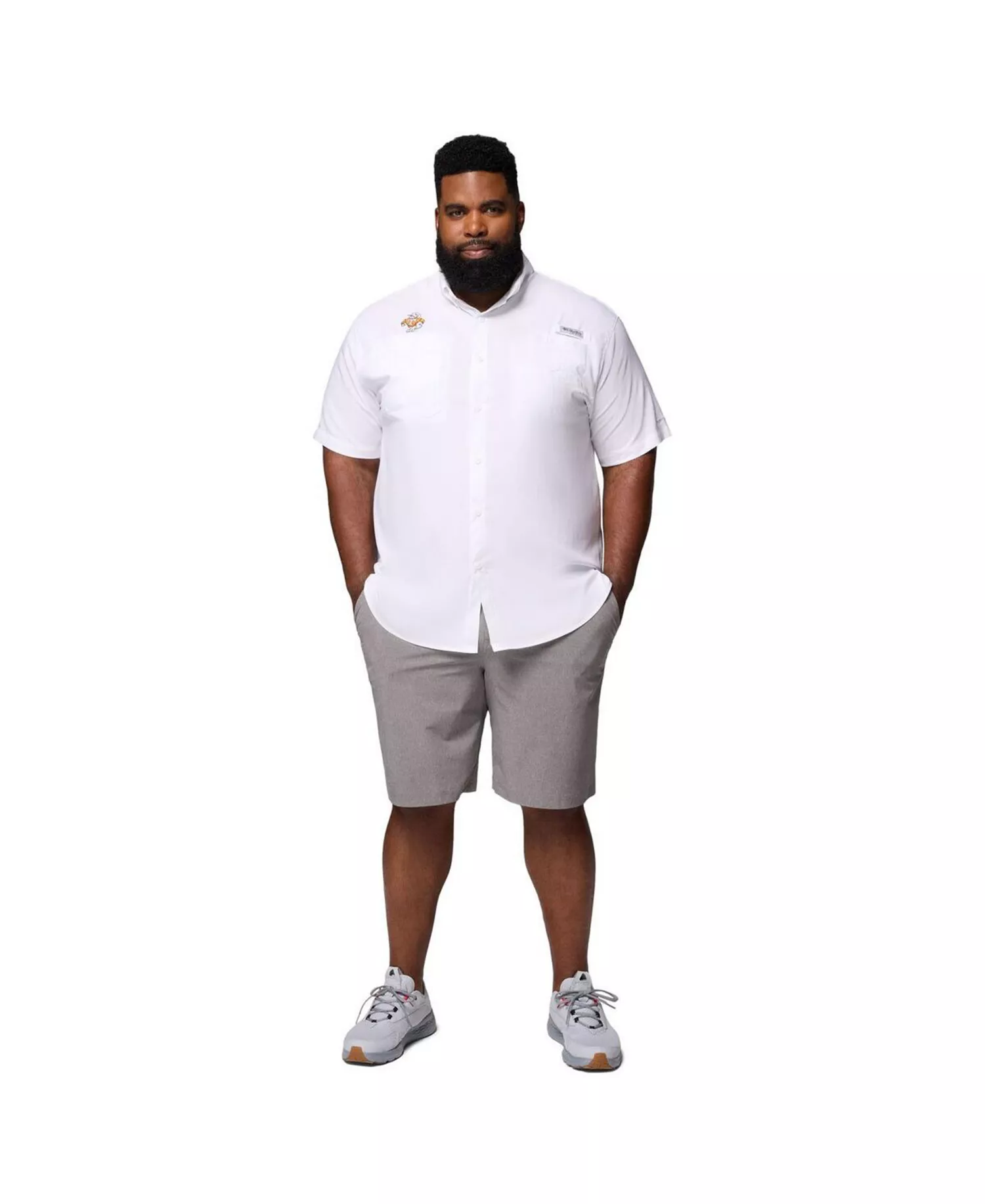 Men's White Tennessee Volunteers Big Tall Tamiami Omni-Shade Button-Down Shirt - White - 2XT