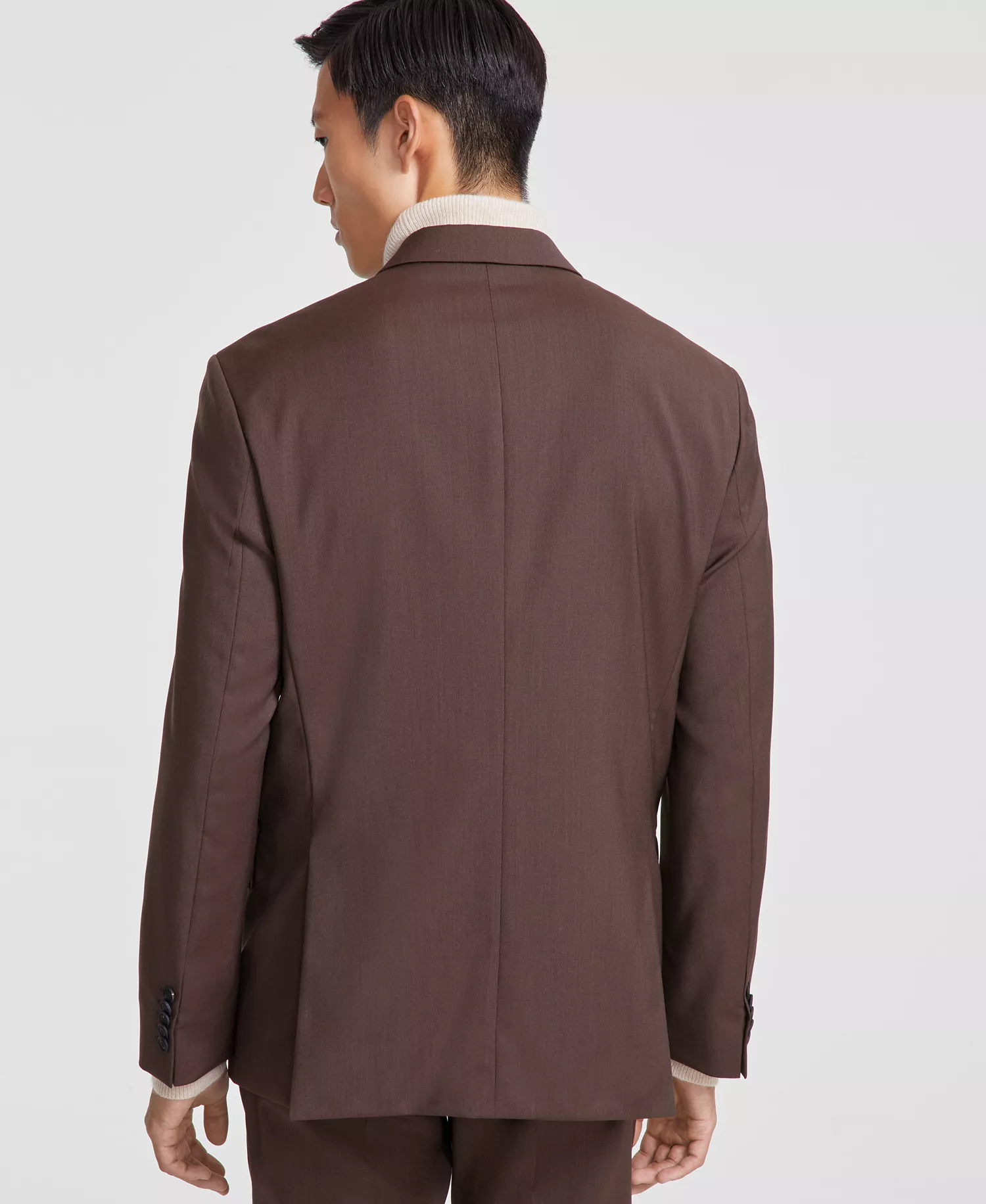 Men's Modern Fit Solid Wool Suit Separates - Med Brown - 40R