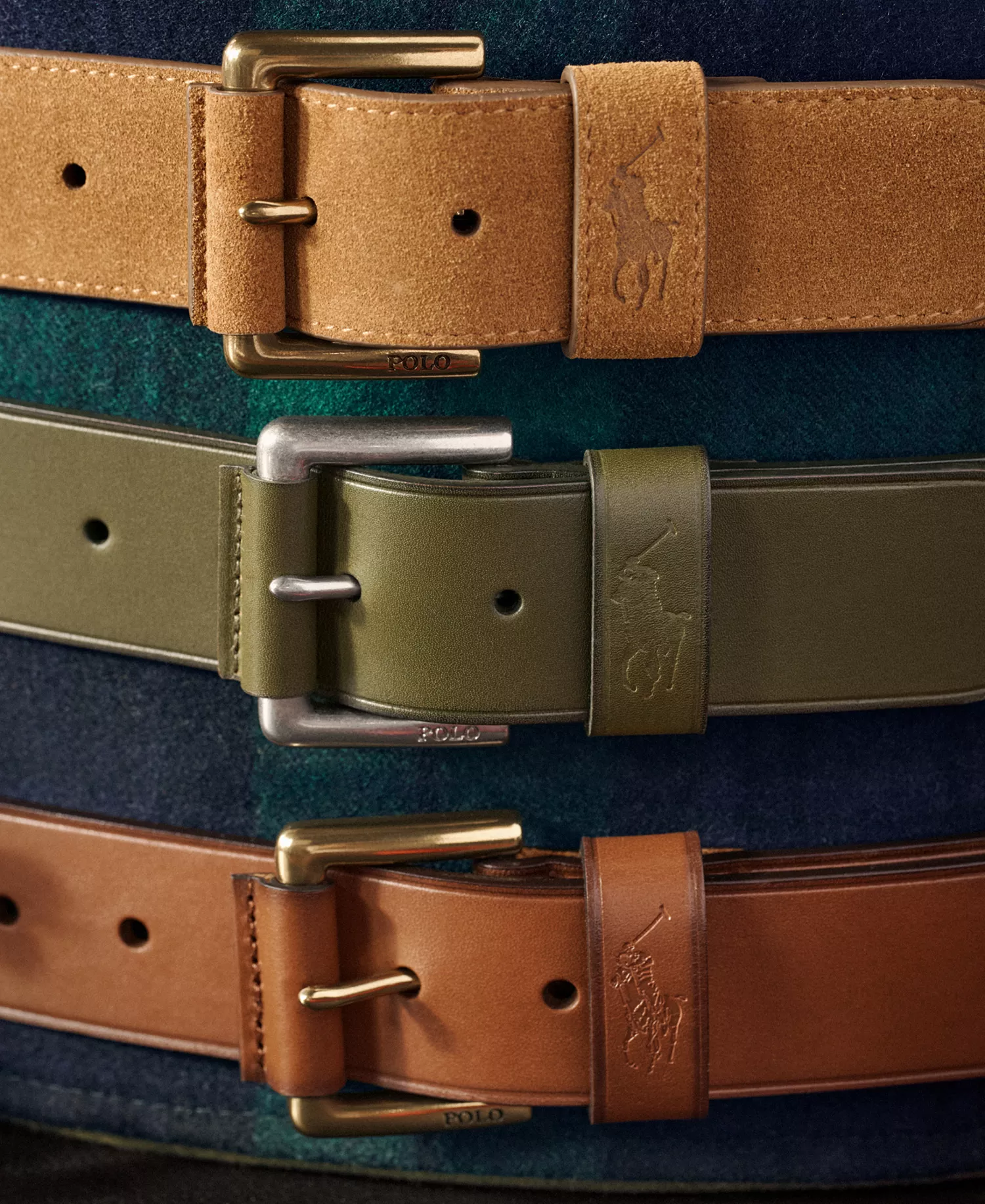 Men's Roller-Buckle Suede Belt - Navy - 32