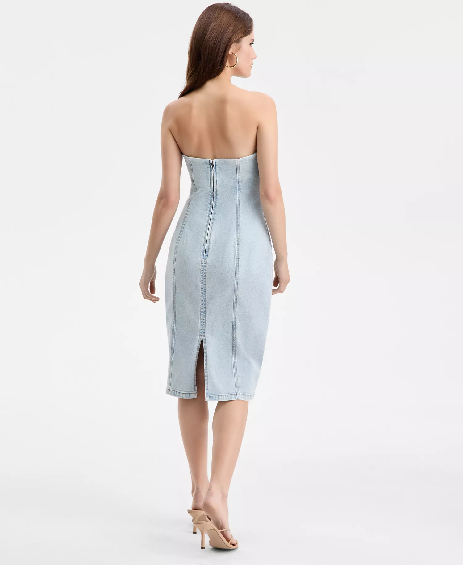 Women's Strapless Denim Dress, Macy's Exclusive - Light Wash - L