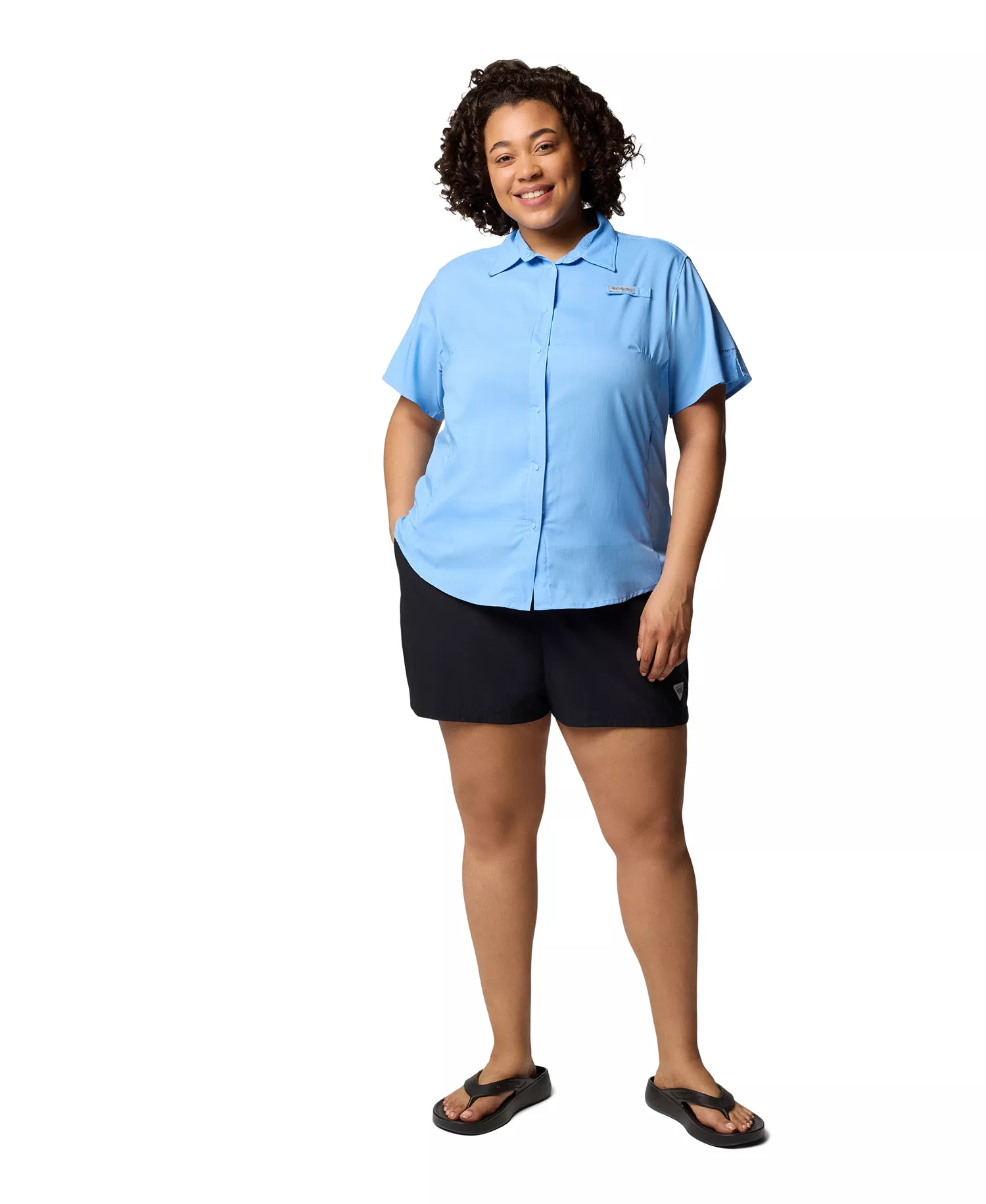 Plus Size Rugged Water Comfort Stretch Shorts - Black - 1X