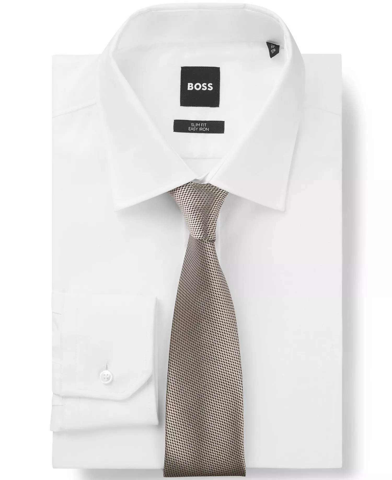 Men's Jacquard Pattern Silk Slim Tie - Dark Beige - ONE SIZE