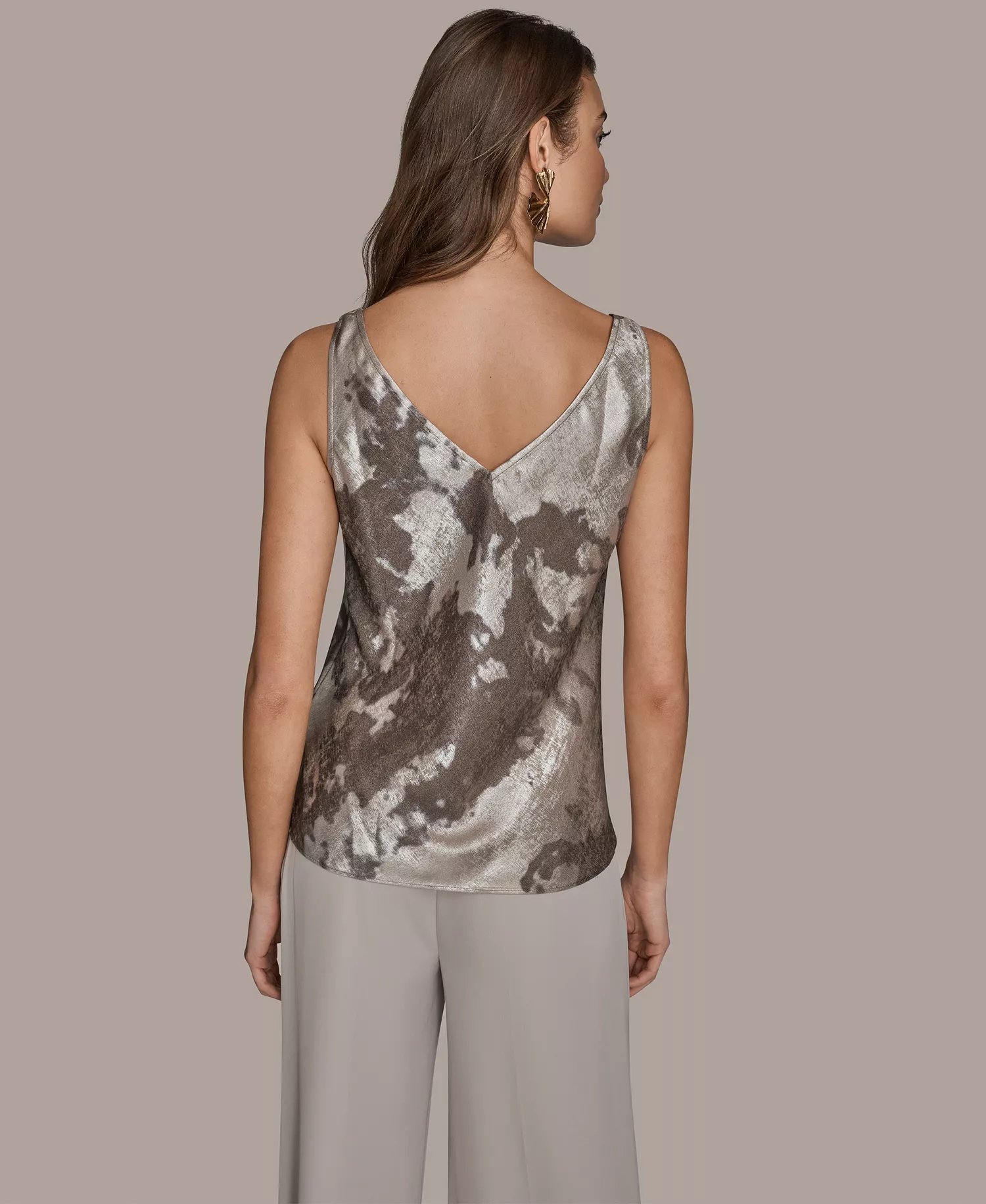 Women's Printed Cowl Neck Top - Dark Vapor Multi - L