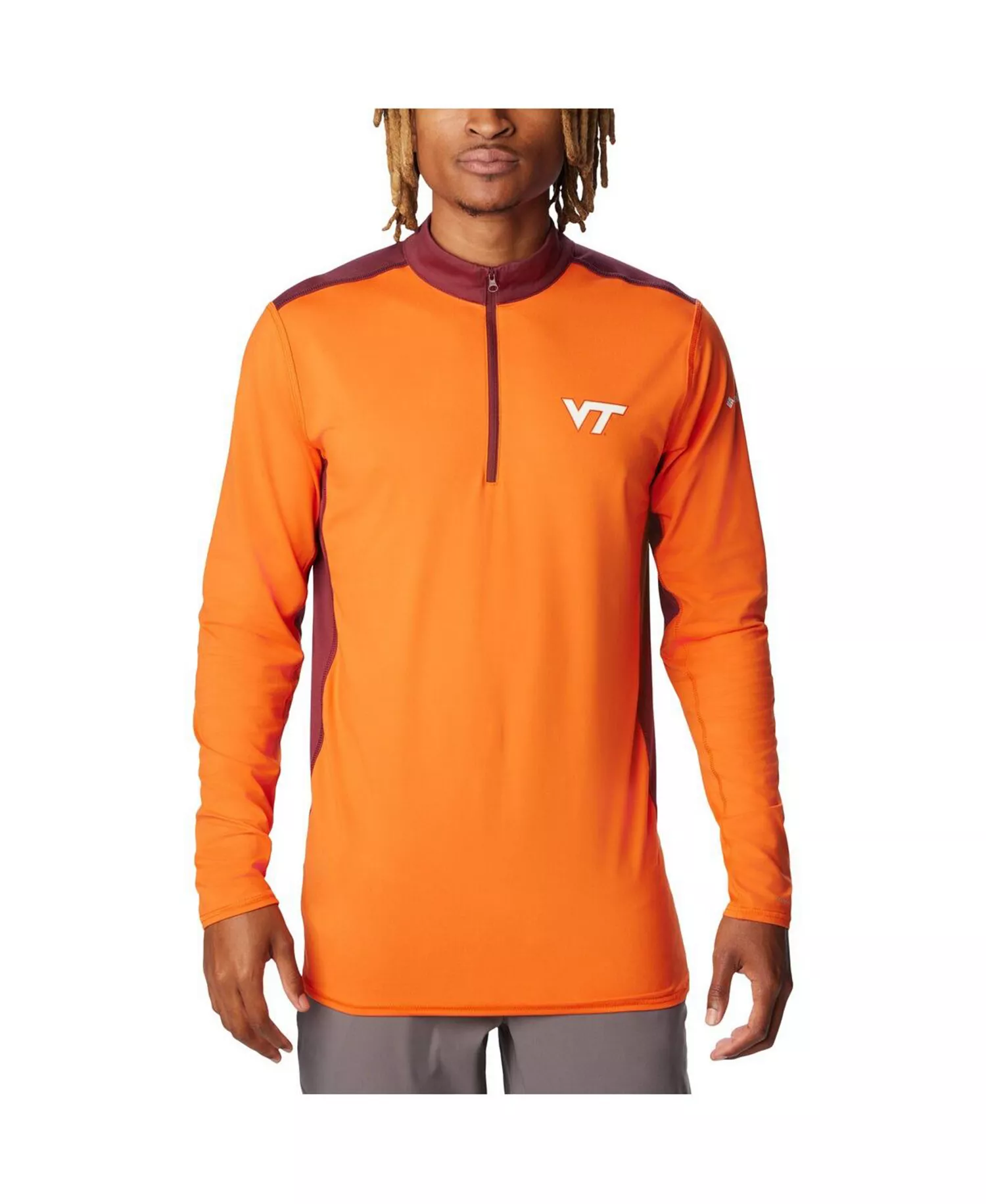 Men's Orange Virginia Tech Hokies Tech Trail Omni-Shade Quarter-Zip Hoodie - Orange - L