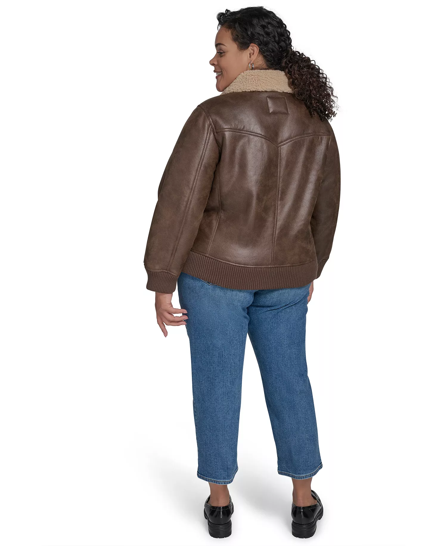 Plus Size Long Sleeves Western Bomber Jacket - Coffee - 1X