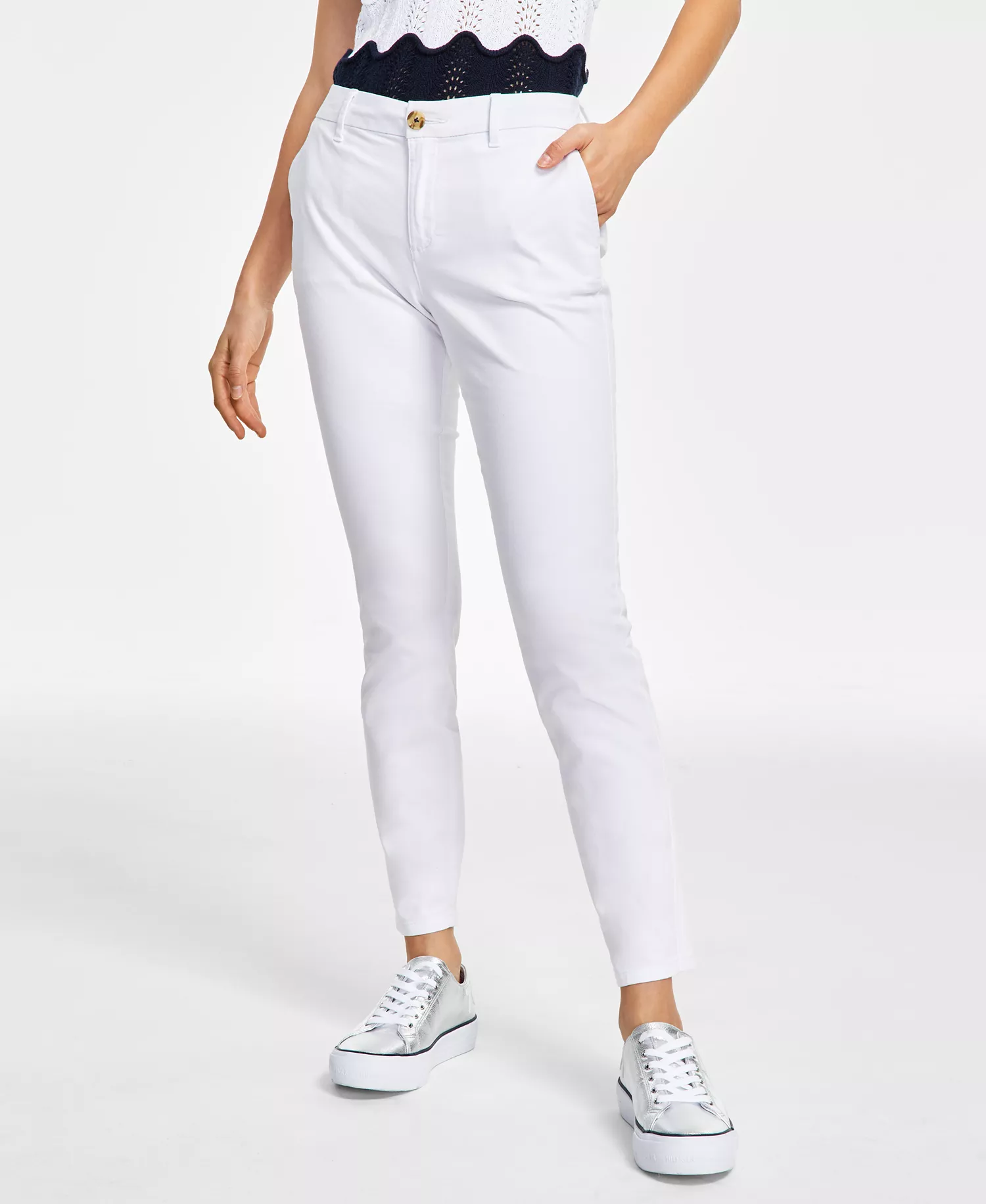 Women's TH Flex Hampton Cuffed Chino Straight-Leg Pants, Created for Macy's - Bright White - 16