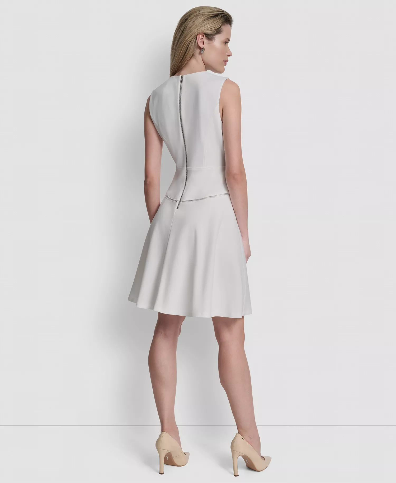 Women's Jewel Neck Sleeveless Dress - Ivory - 10