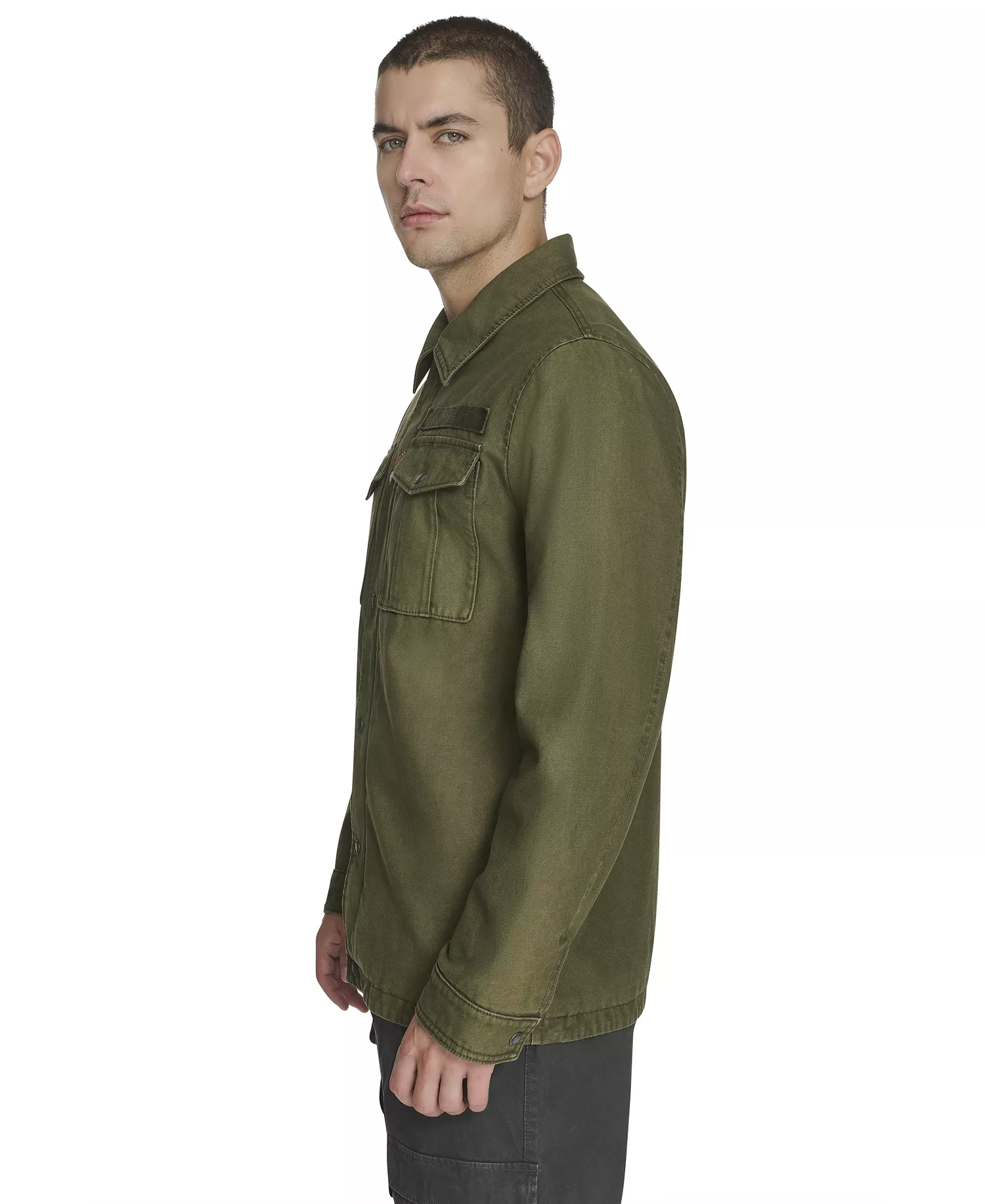 Men's Two-Pocket Utility Zippered Shirt Jacket - Olive - 2XL