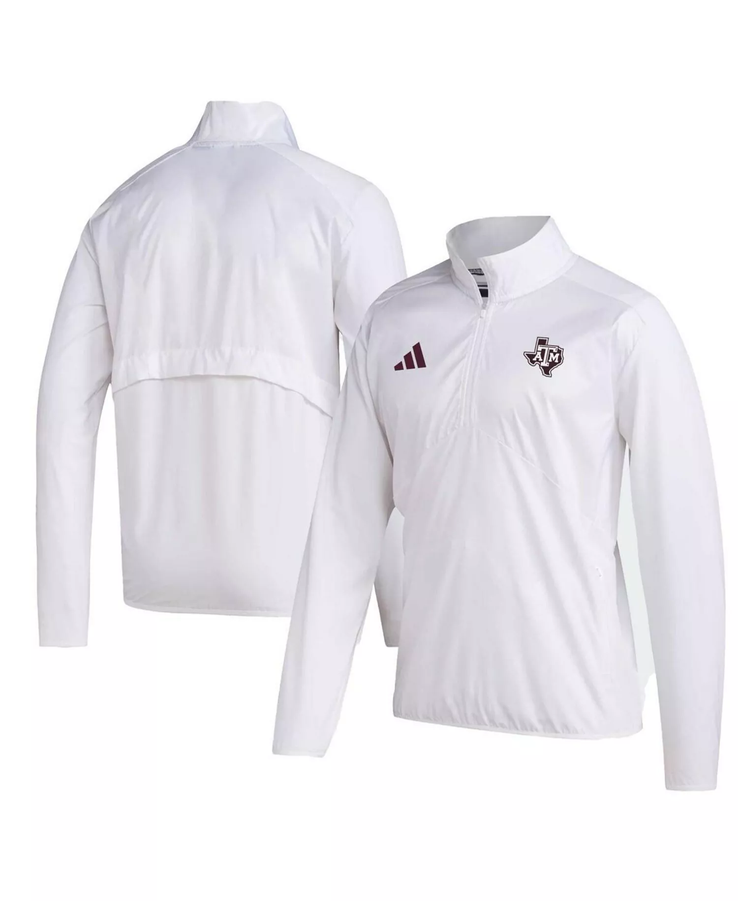 Men's White Texas A&M Aggies Sideline AEROREADY Raglan Sleeve Quarter-Zip Jacket - White - 2XL