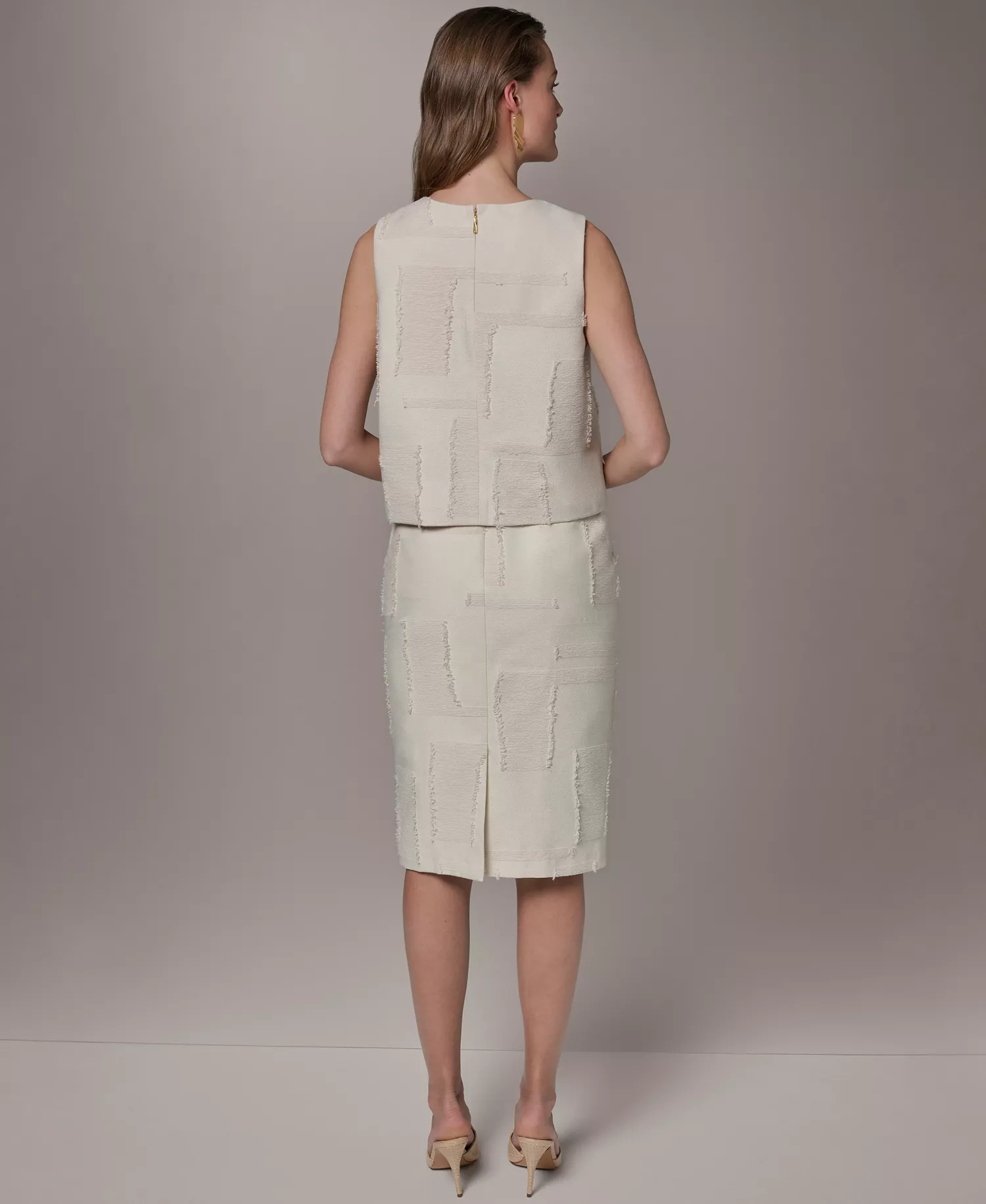 Petite Round Neck Crop Top - Natural - P/L