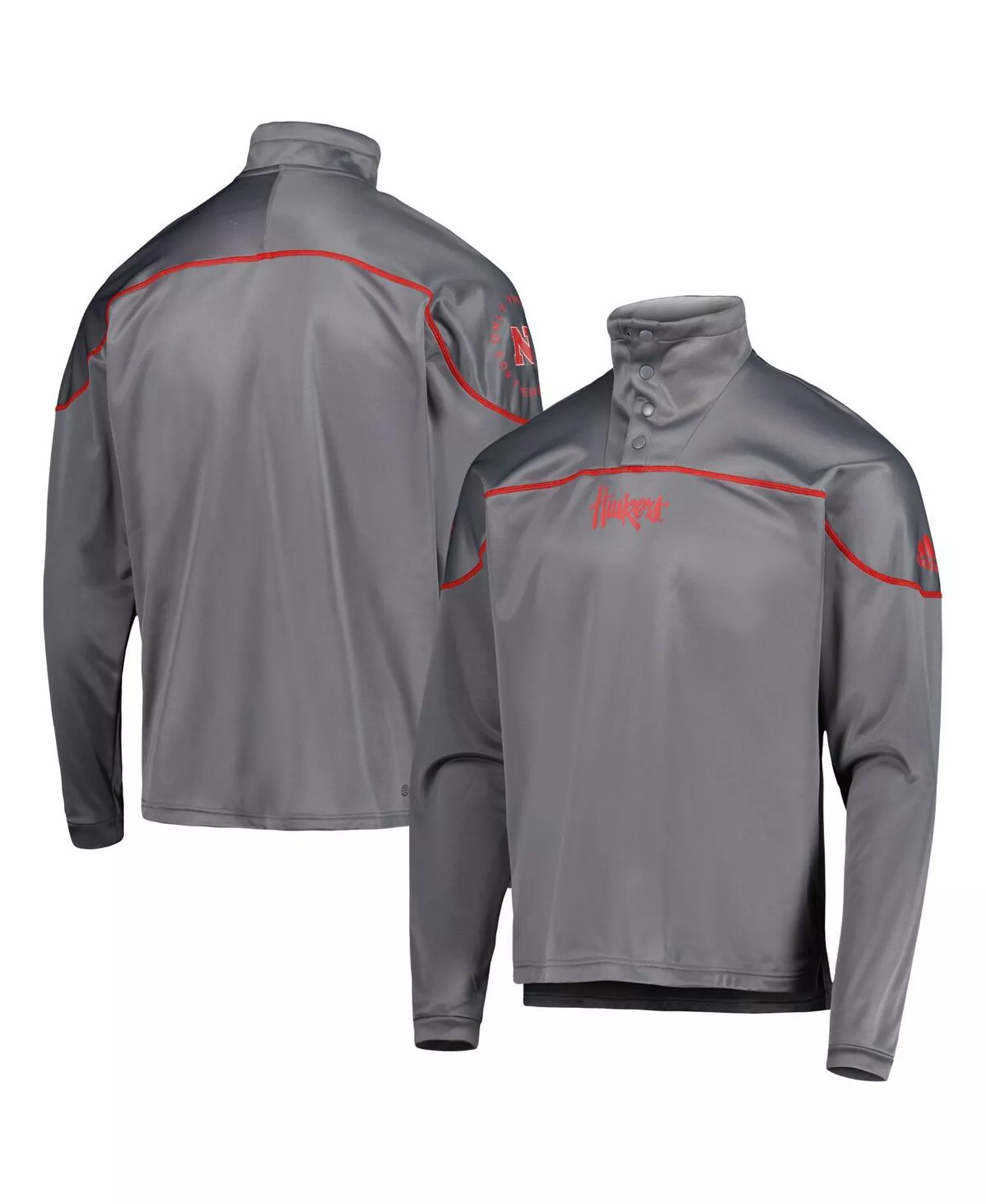 Men's Gray Nebraska Huskers AEROREADY Knit Quarter-Snap Jacket - Gray - 2XL