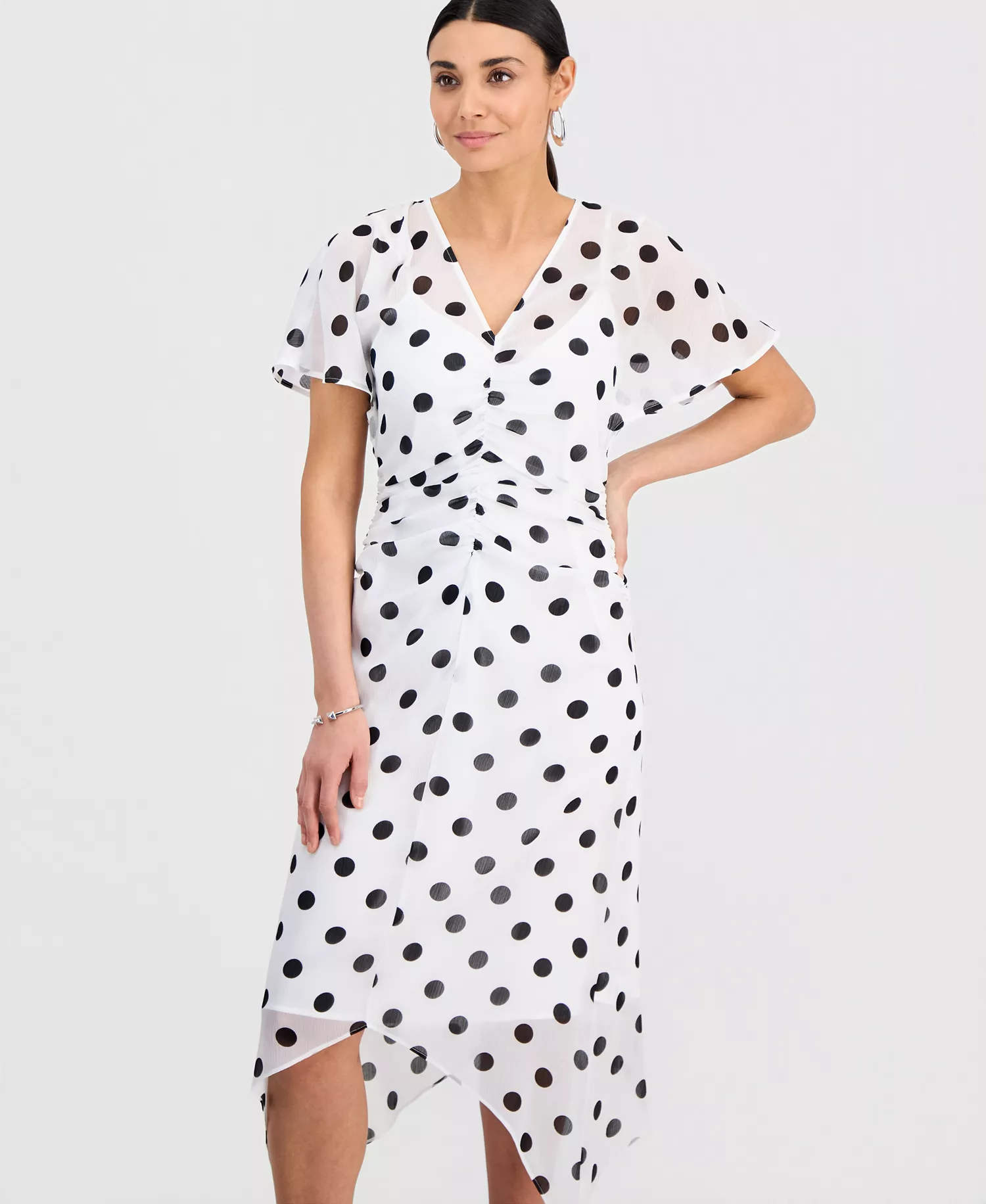 Flutter Sleeve Maxi Dress, Macy's Exclusive  - Alia Dots - P/L