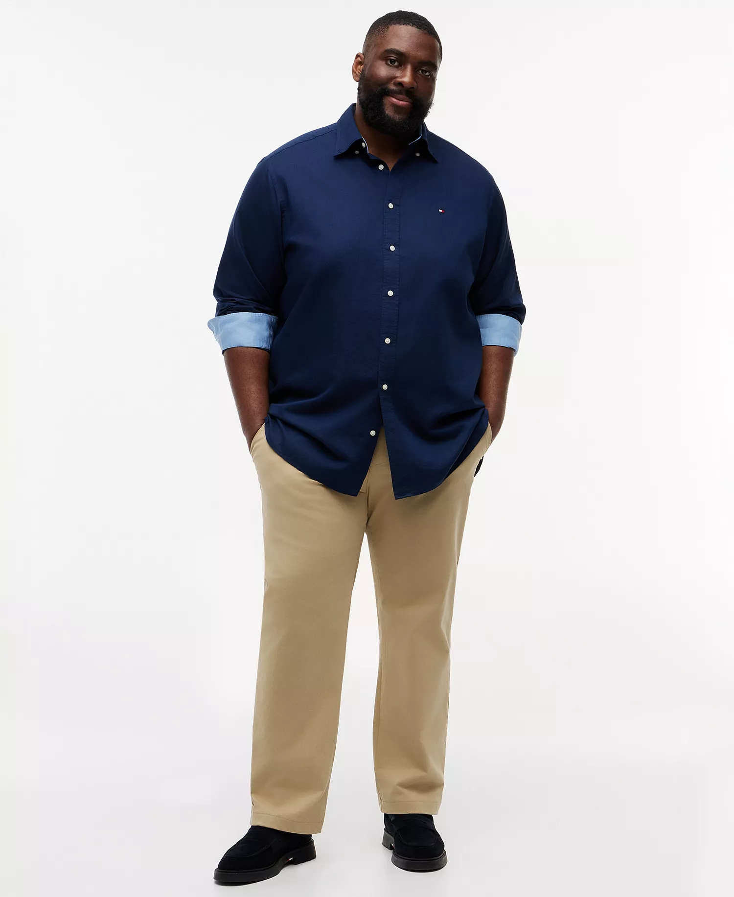Men's Big & Tall 100% Linen Button-Down Shirt - Carbon Navy - 2XLT
