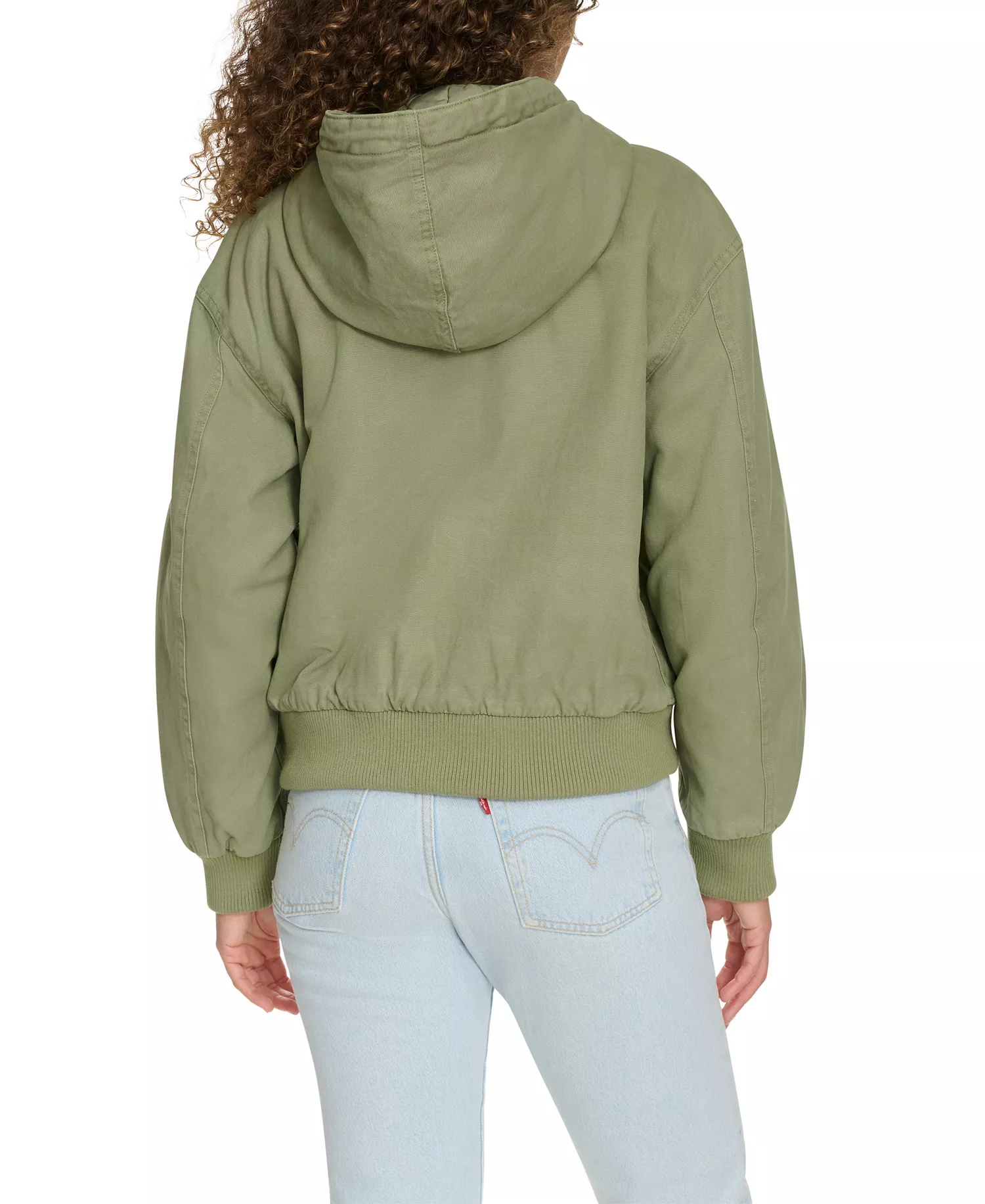 Women's Relaxed Workwear Hooded Bomber Jacket - Sage - L