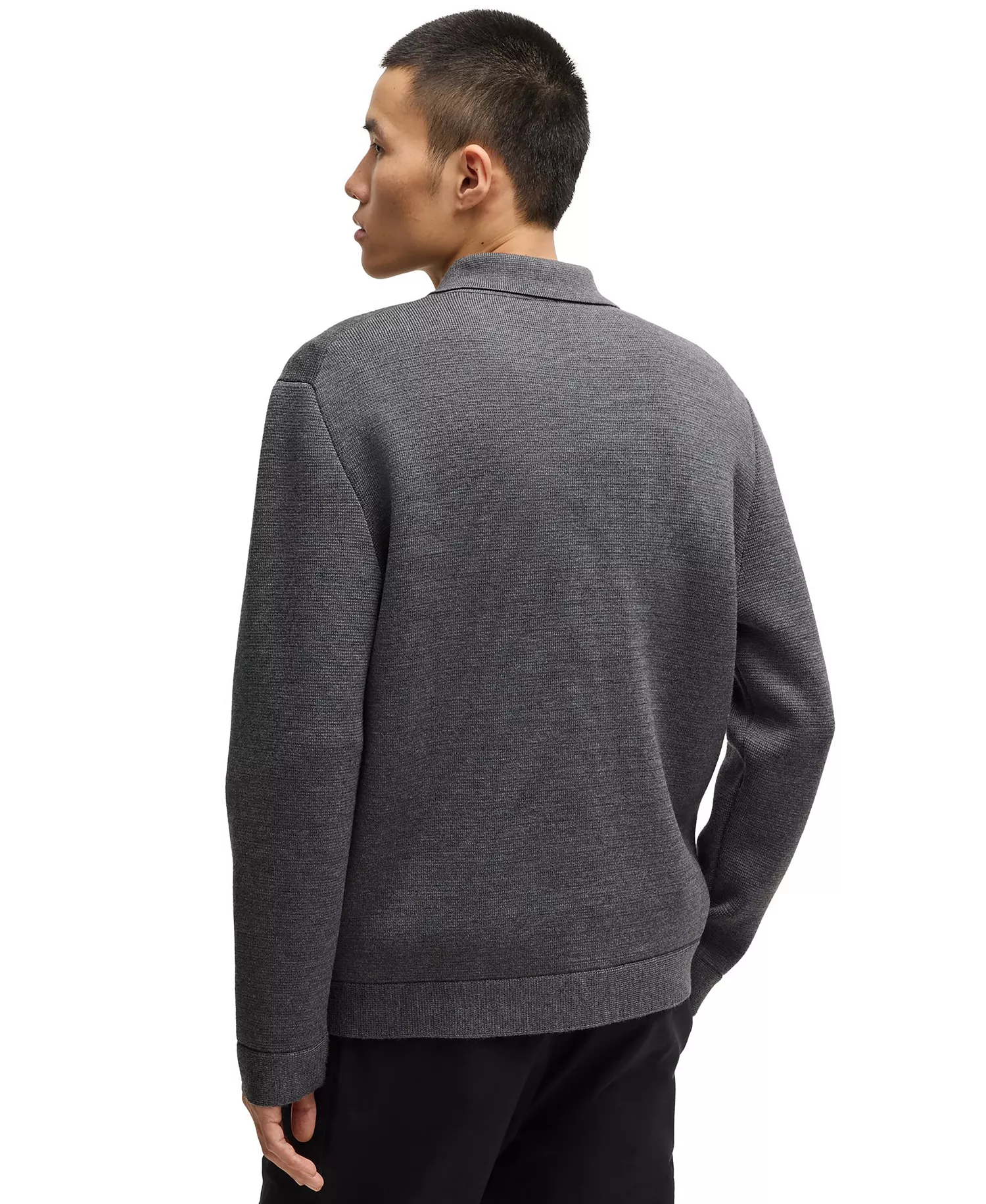 Men's Virgin Wool Zip-Up Regular-Fit Jacket - Open Gray - M