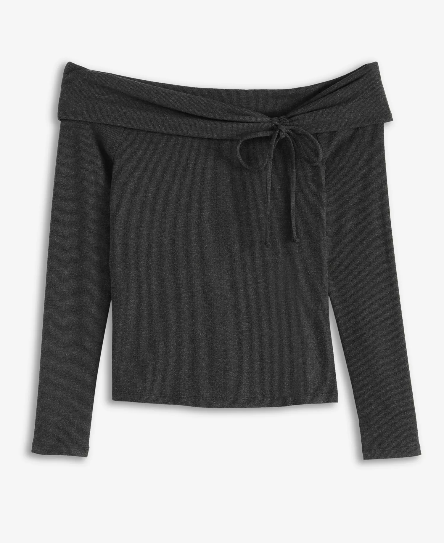 Petite Off-The-Shoulder Long-Sleeve Top, Macy's Exclusive - Charcoal Hthr - P/L