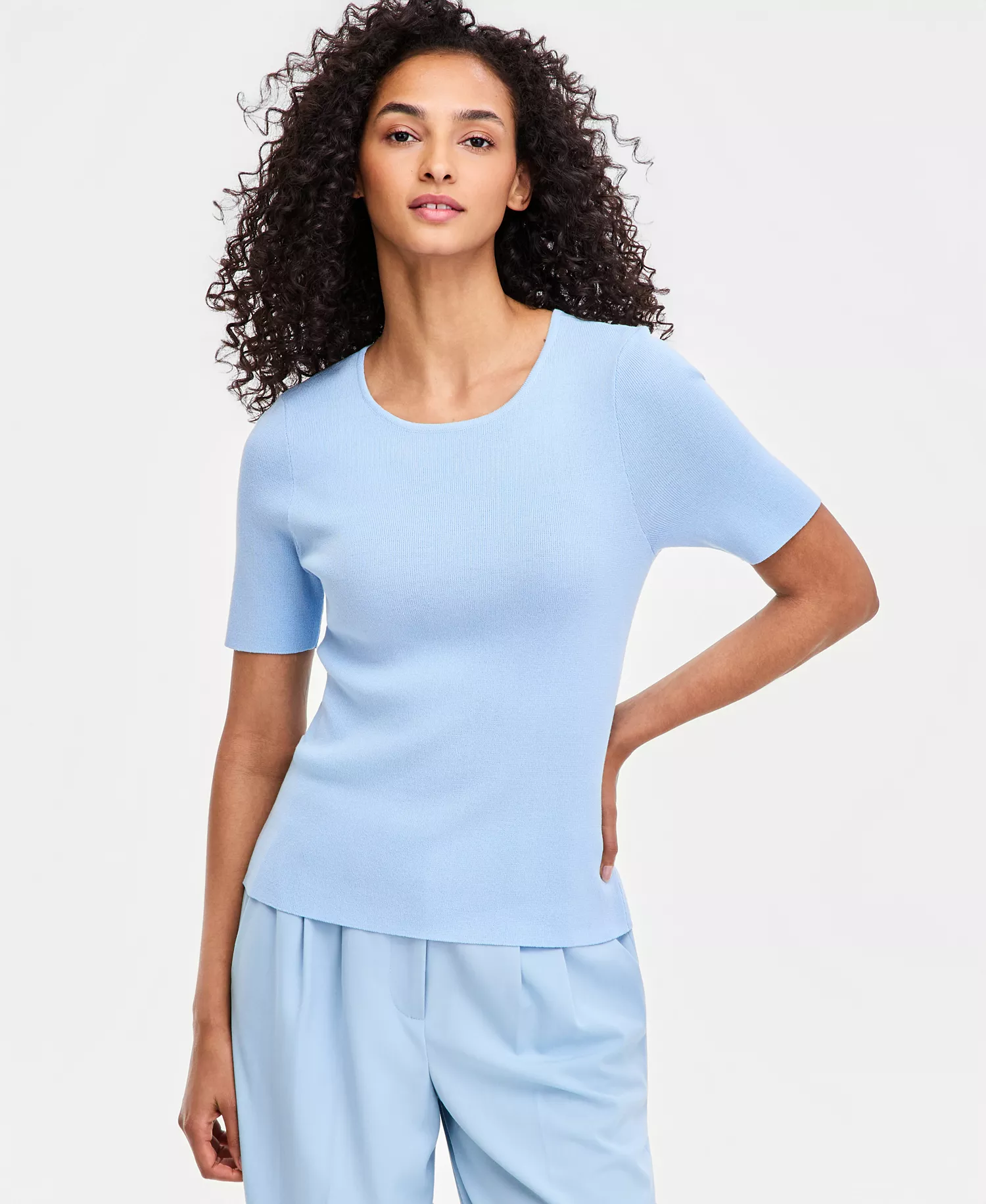 Petite Short-Sleeve Sweater T-Shirt - Deep Navy - P/L