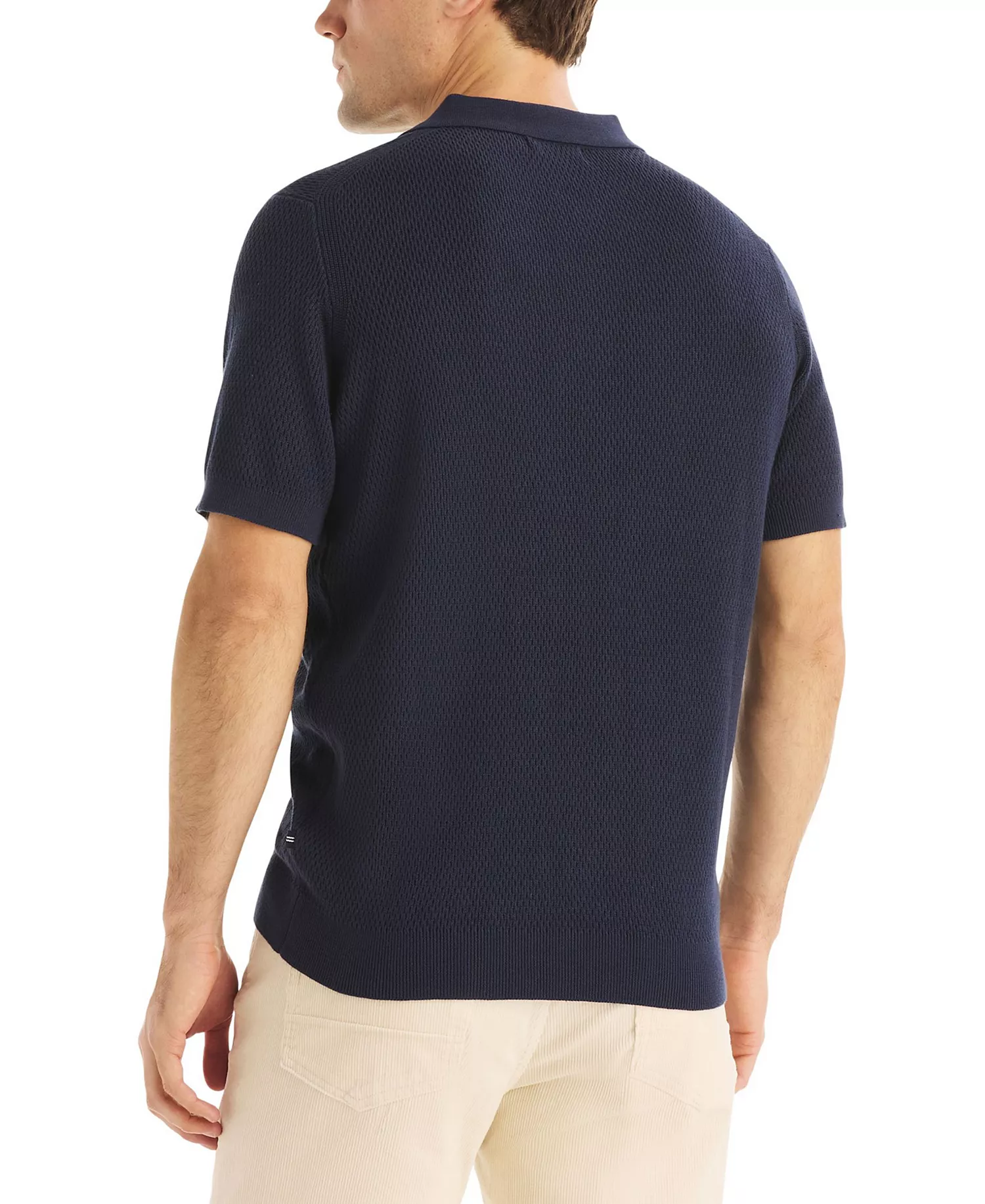 Men's Milano Collar Polo Sweater - Navy Seas - 2XL
