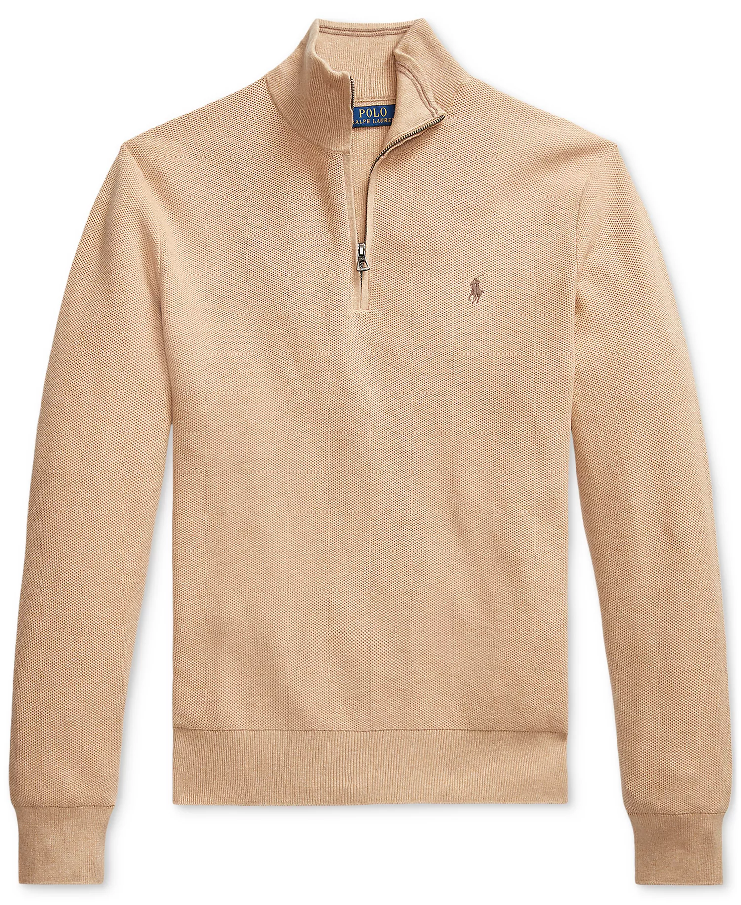 Men's Mesh-Knit Cotton Quarter-Zip Sweater - Brown - 2XL