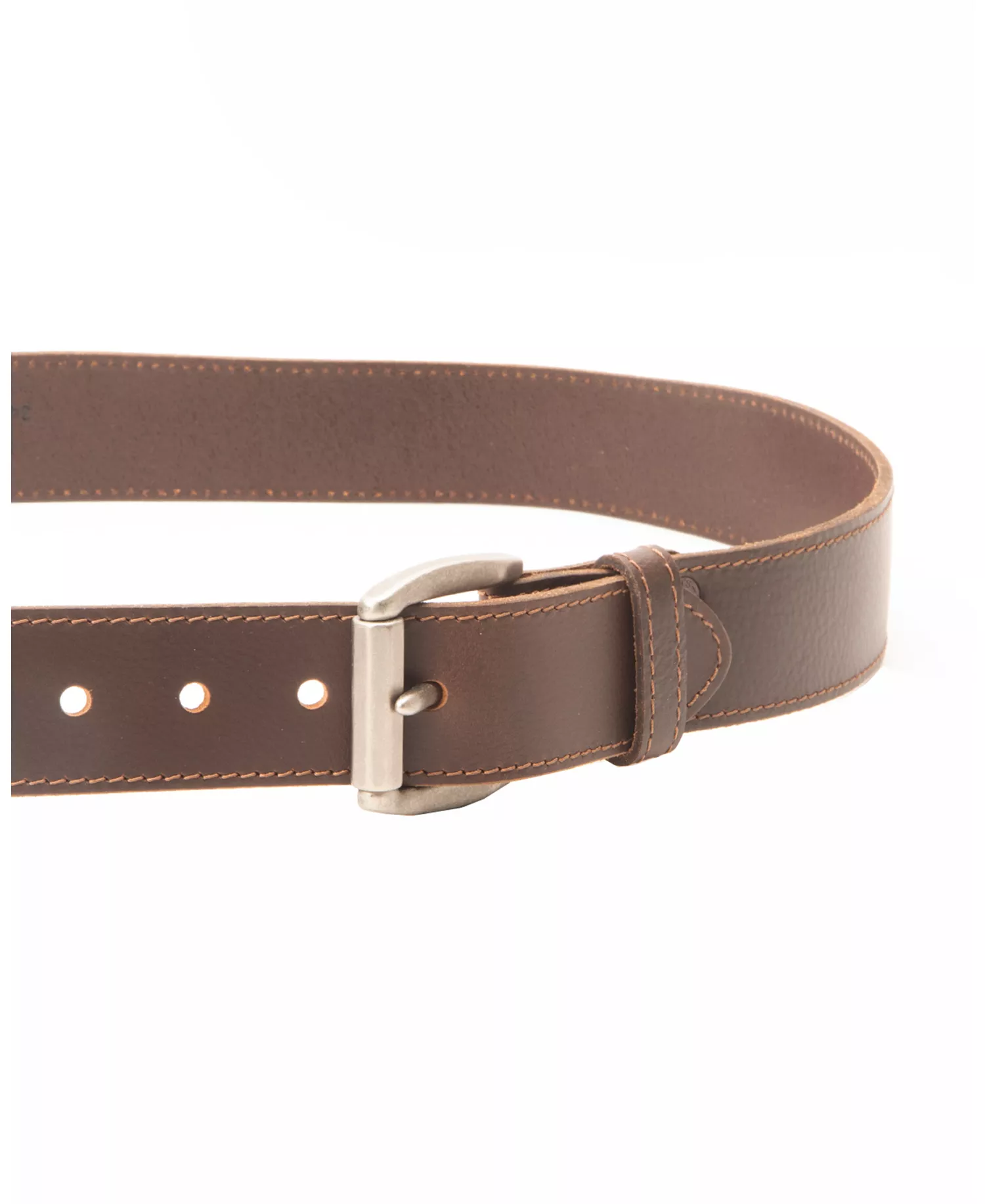 Distressed Leather Men's Jean Belt - Brown - M