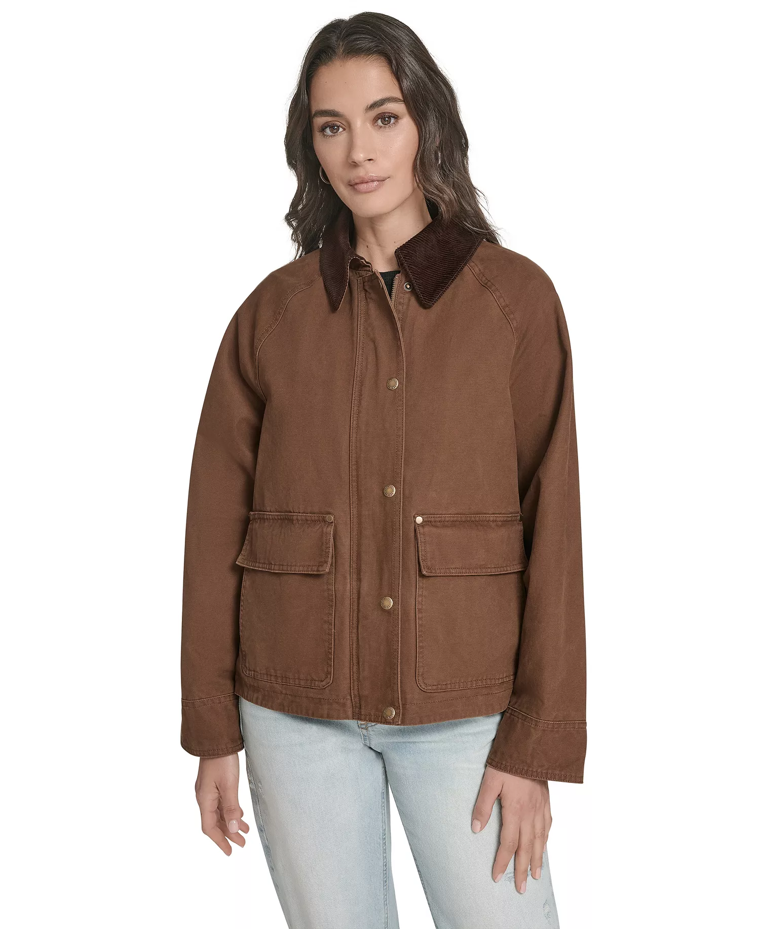 Women's Regular Short Cotton Barn Jacket - Bison - XL