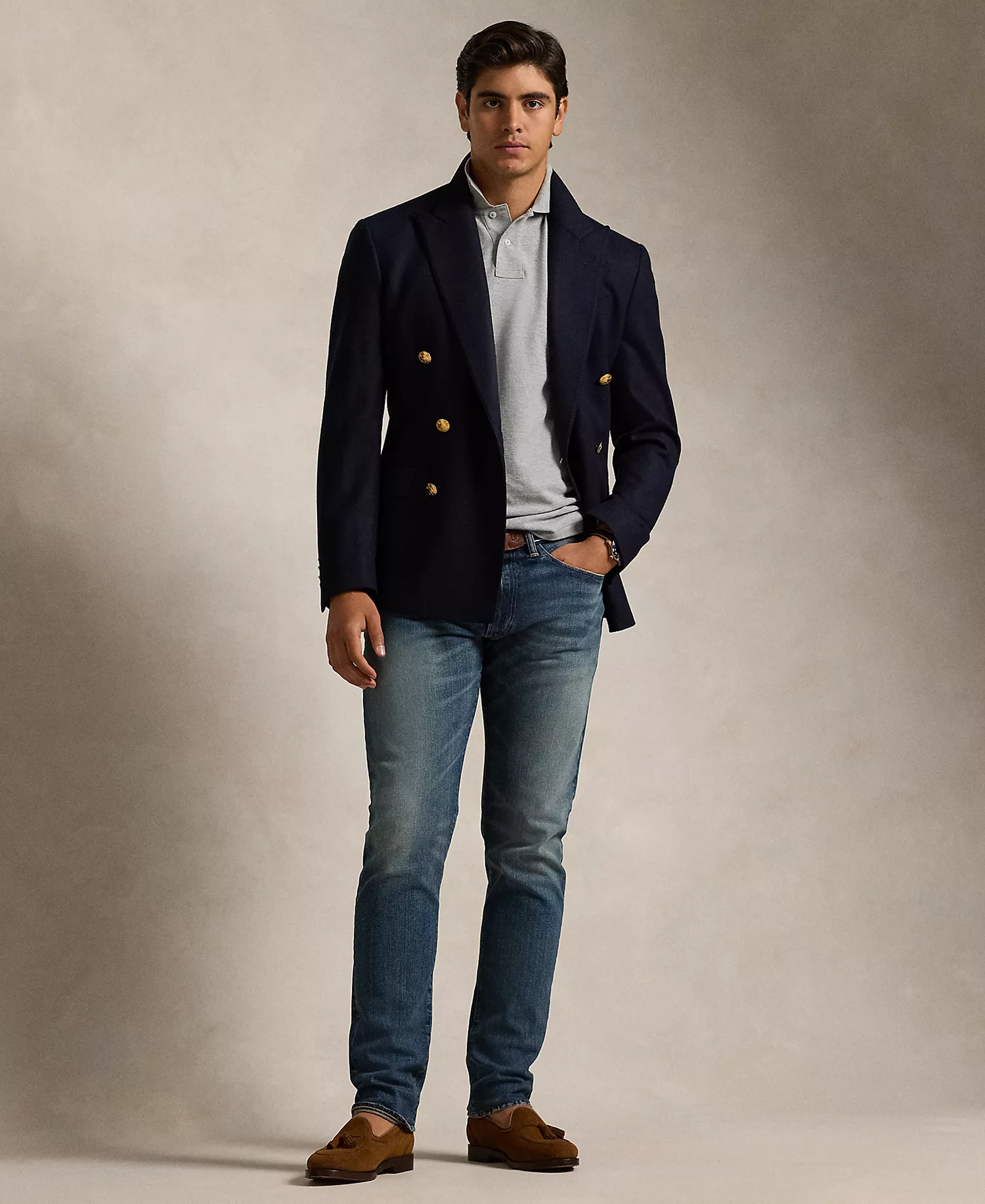 Men's  Big Pony Custom Slim Fit Mesh Polo - Andover Heather - 2XL