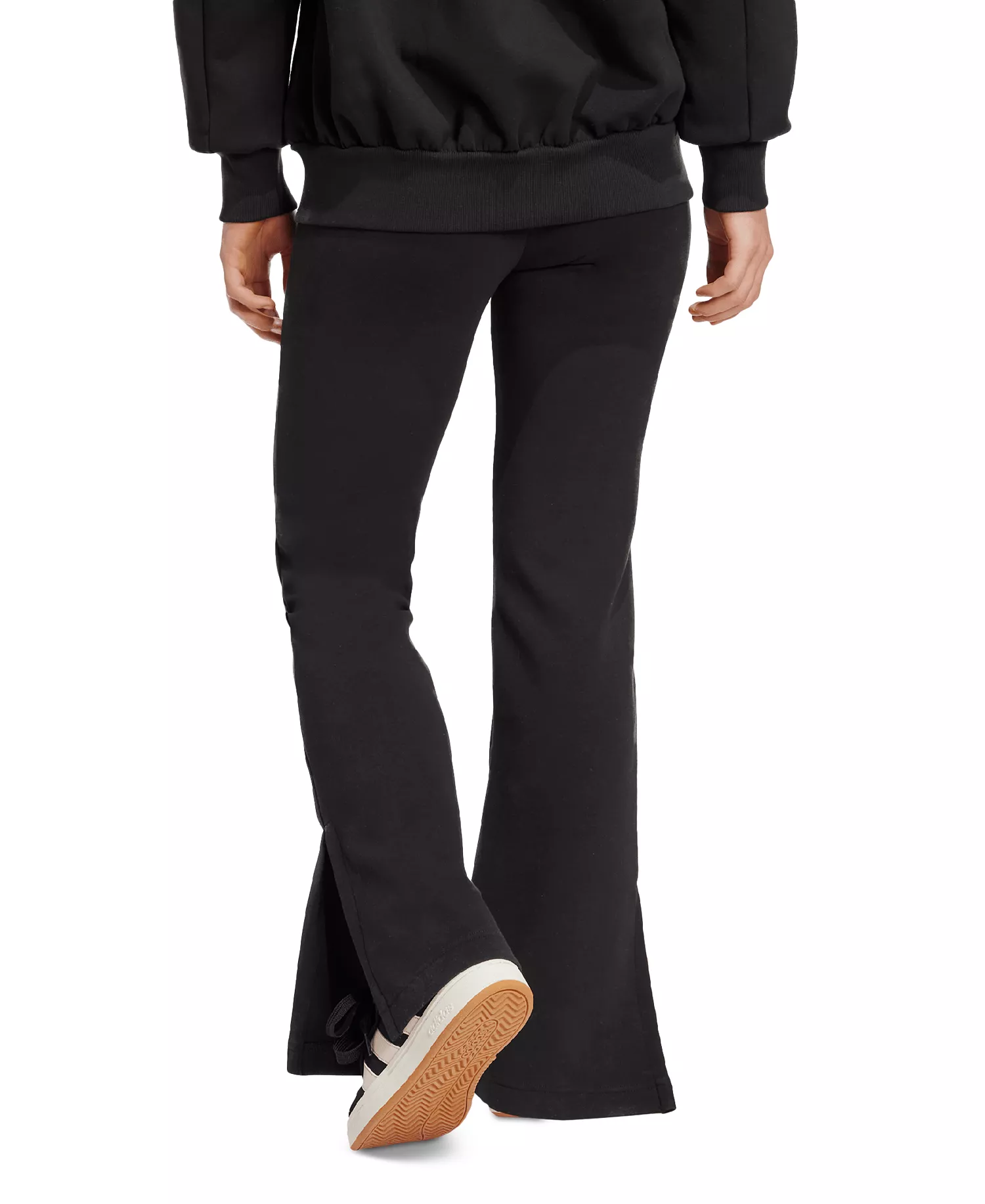 Women's Mid-Rise Pull-On Flare-Leg Logo Pants  - Black - L