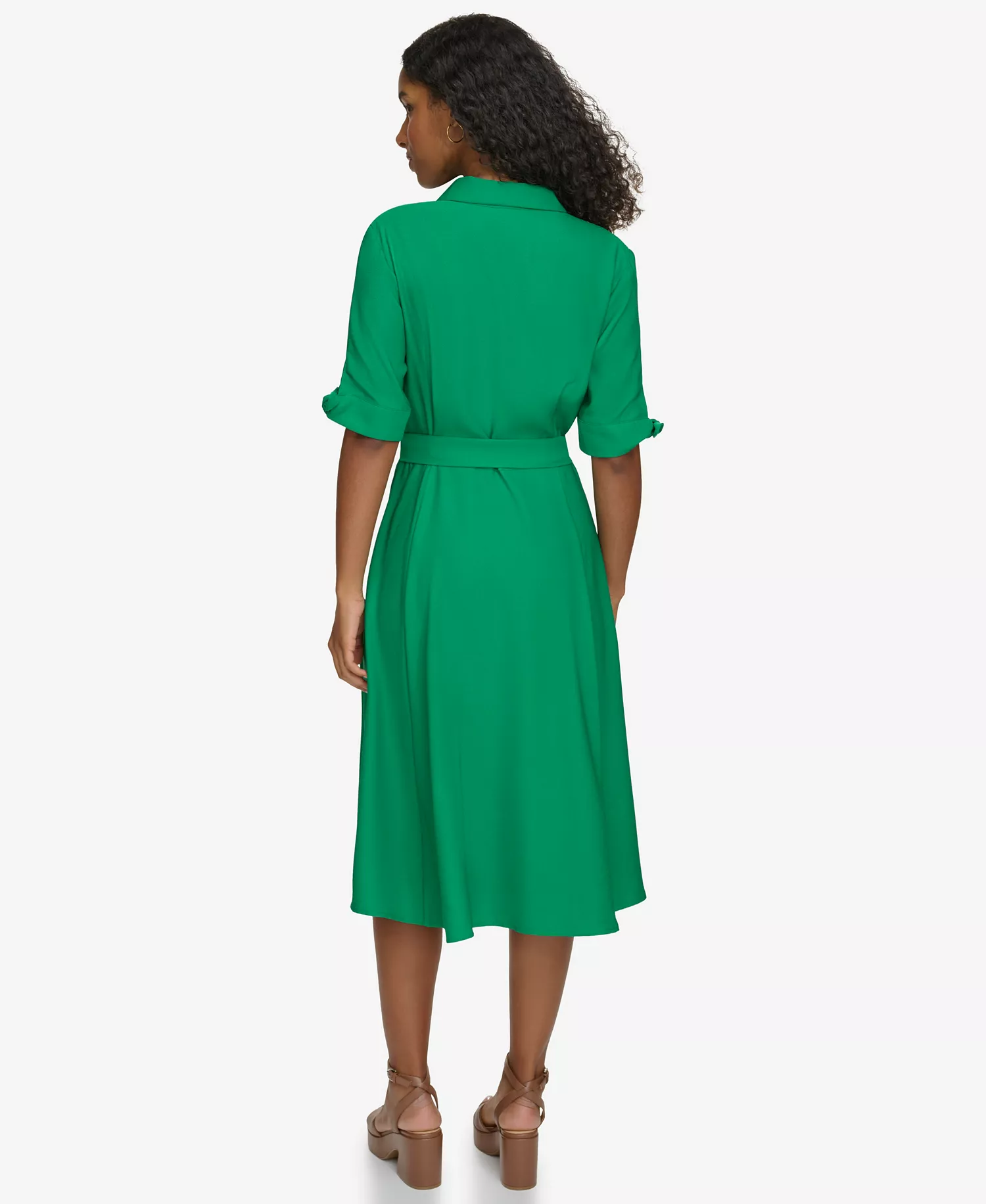 Women's Tie-Sleeve Collared Shirt Dress - Meadow - 10