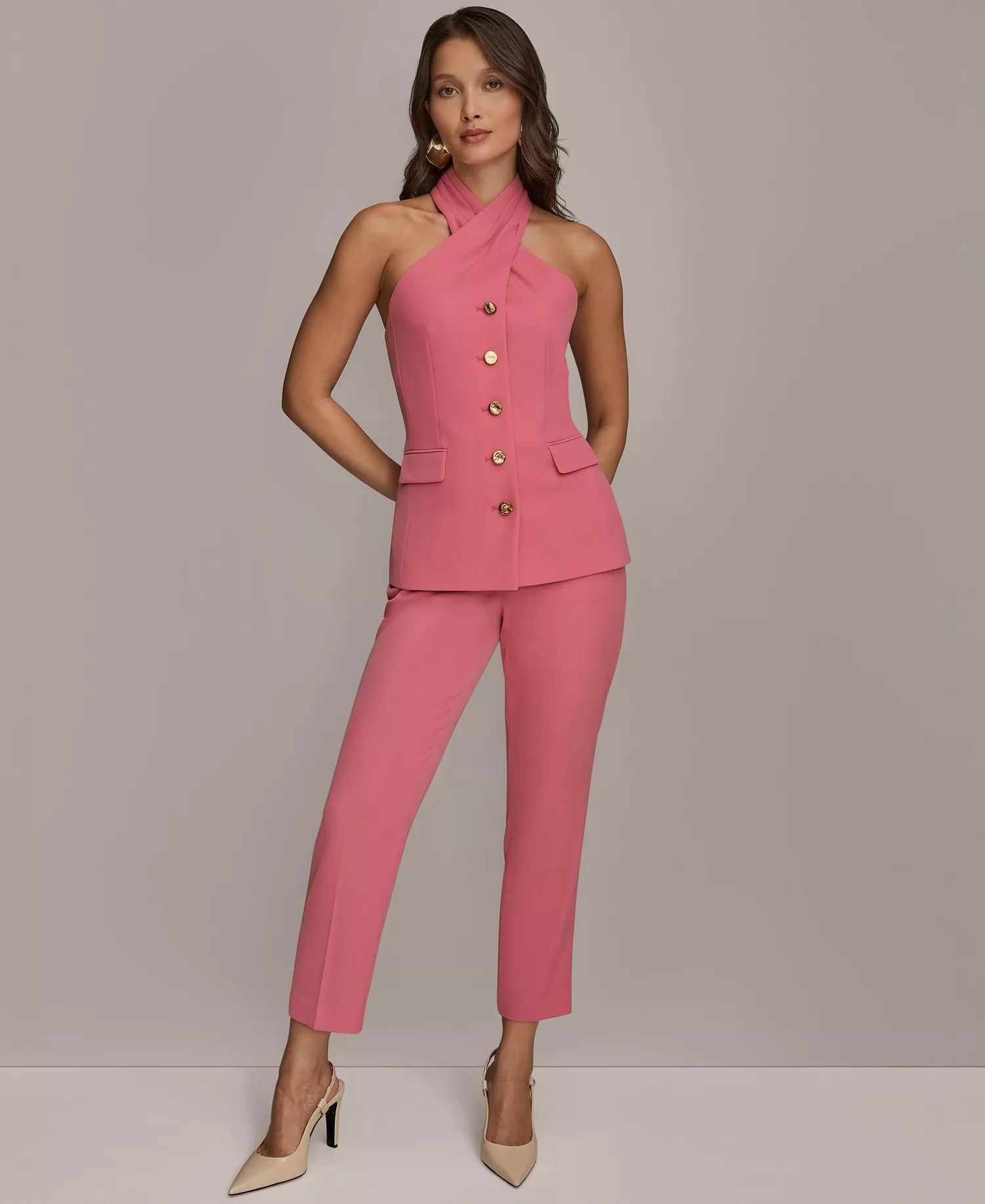 Women's Sleeveless Vest Jacket and Straight-Leg Ankle-Length Pants - Bimini - 0